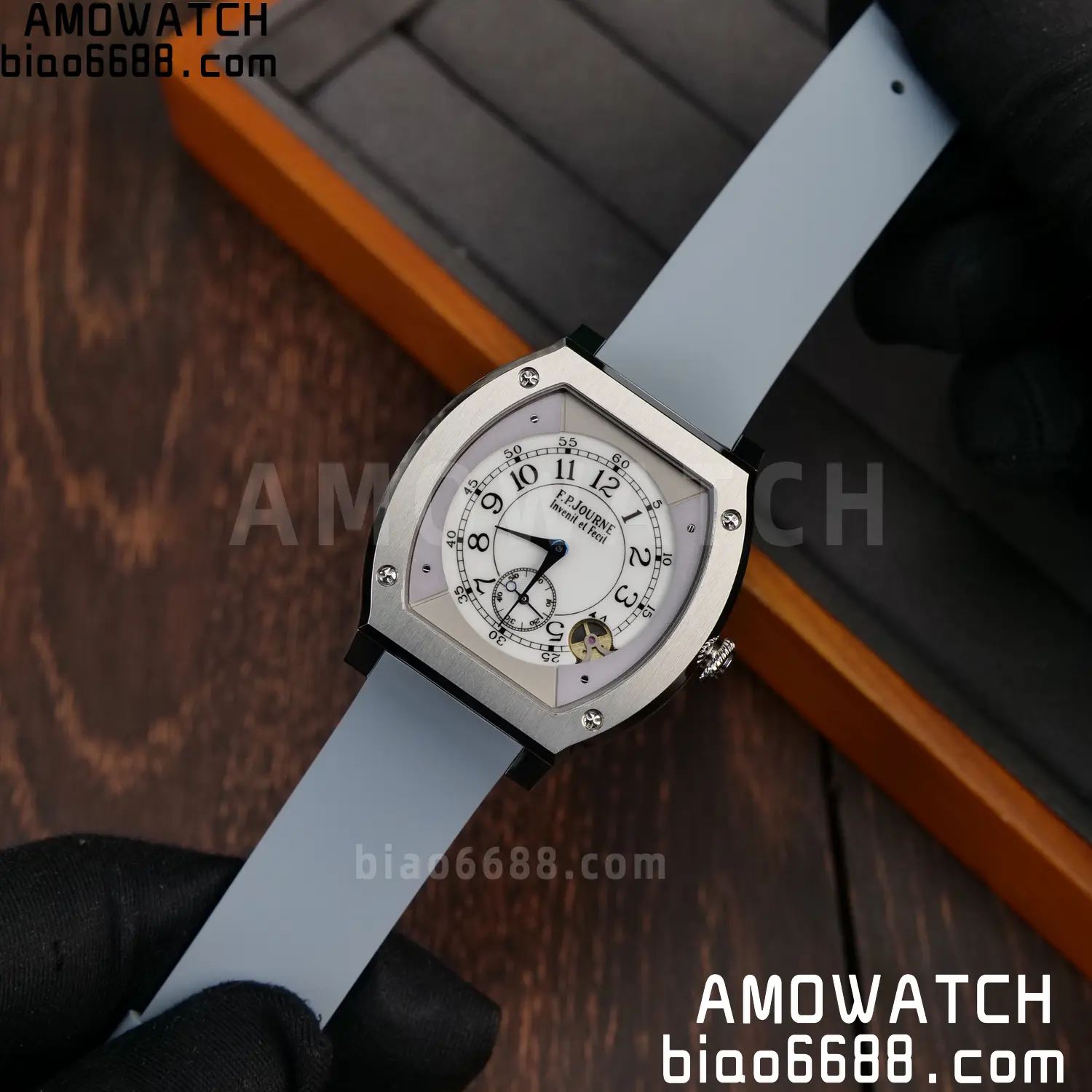 FPJ F.P.Journe Elegante FJ Factory Best Edition White Dial on Gray Rubber Strap Quartz V2 83 6af17e8c65cf690 AMO Watch