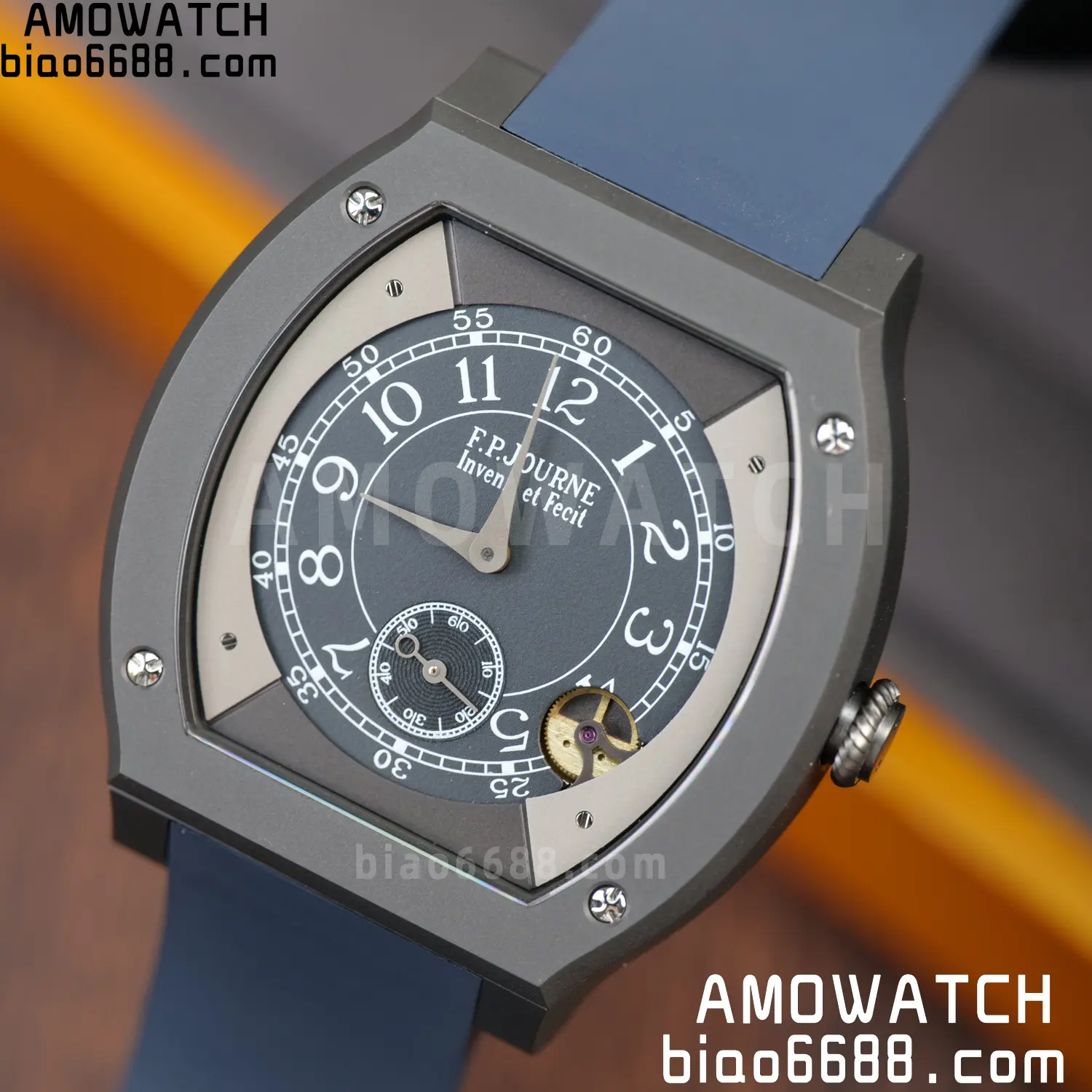 FPJ F.P.Journe Elegante PVD FJ Factory Best Edition Black Dial on Blue Rubber Strap Quartz V2 127 6b59b75ddfe3f55 AMO Watch