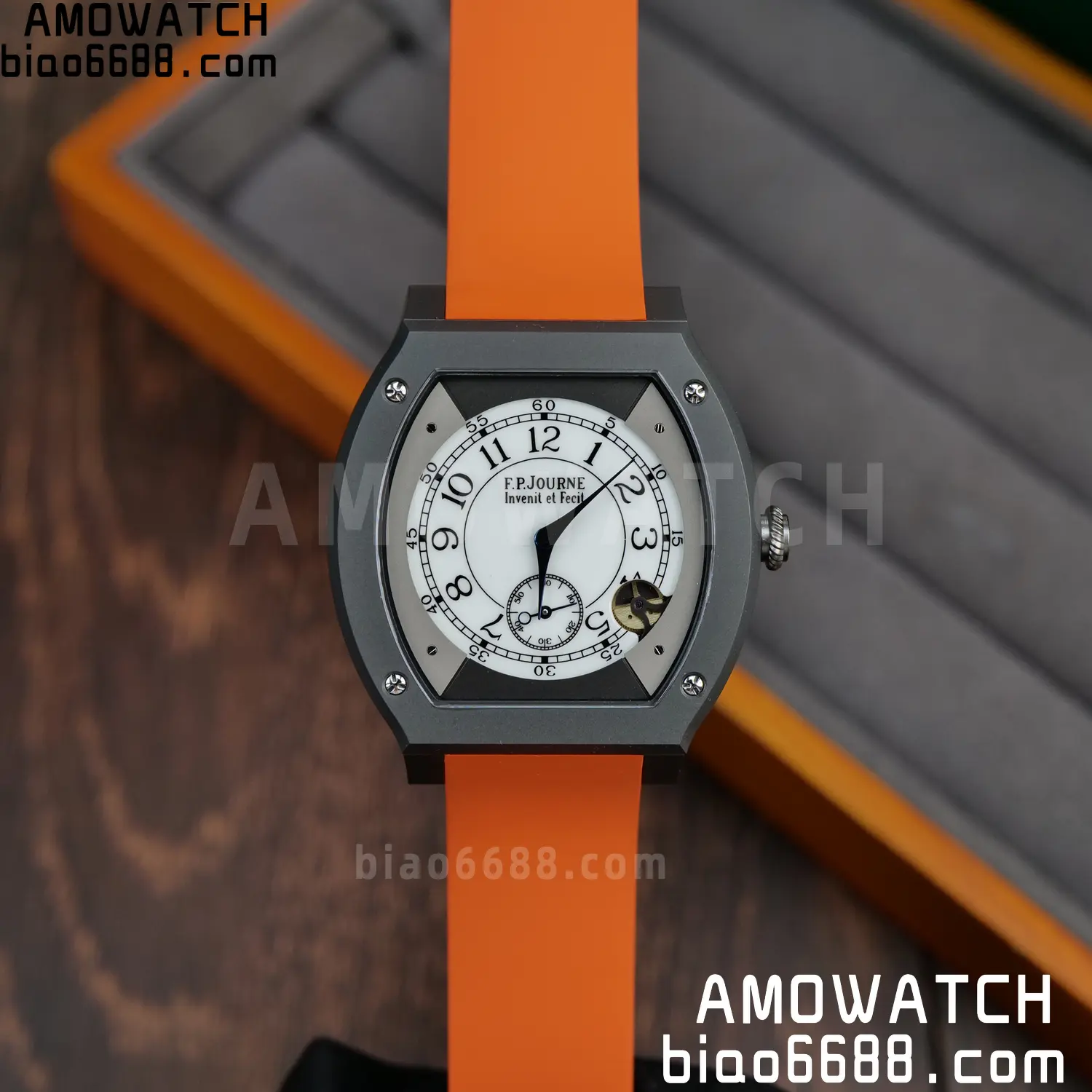FPJ F.P.Journe Elegante PVD FJ Factory Best Edition White Dial on Orange Rubber Strap Quartz V2 81 6bebc8a223a5a7f AMO Watch