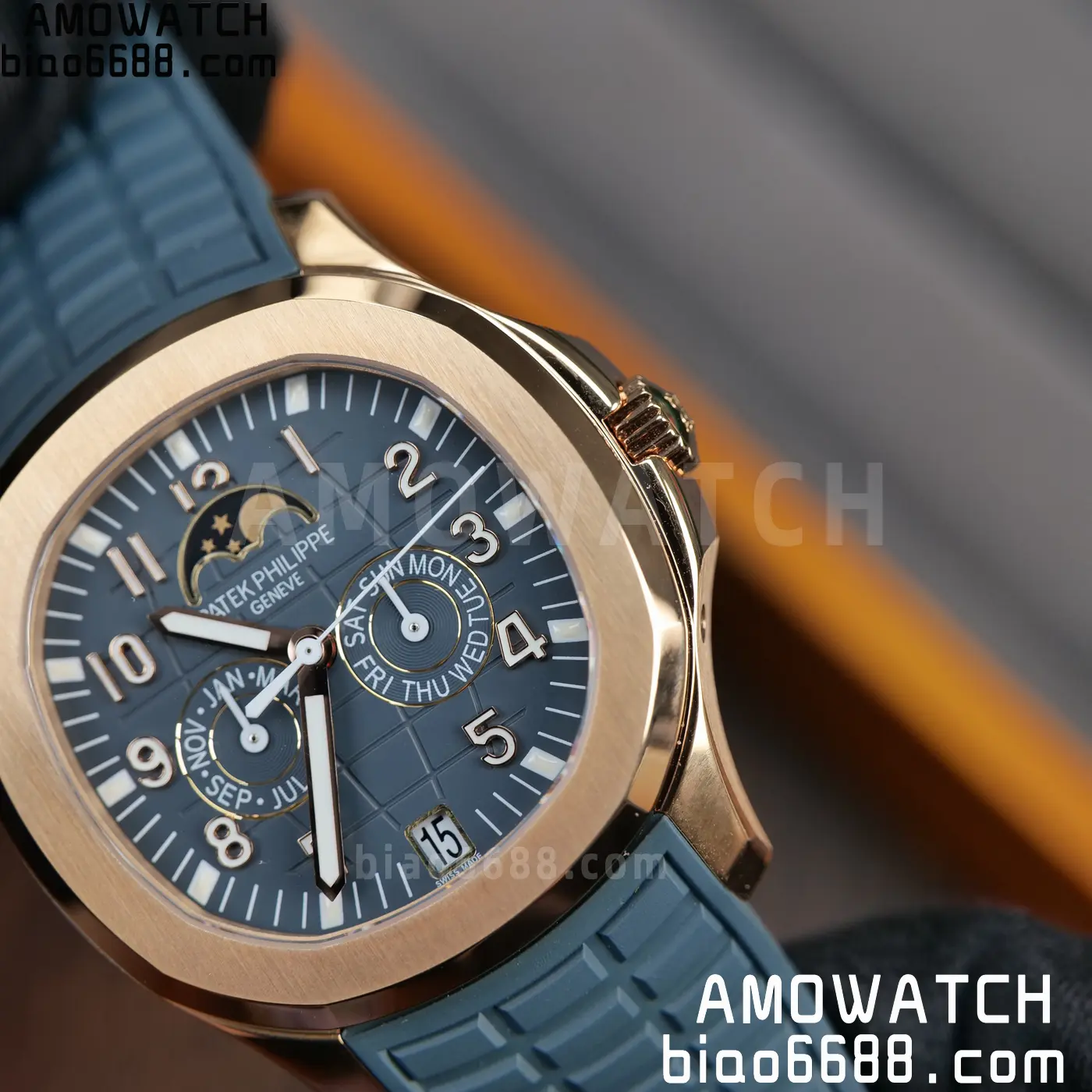 Patek Philippe Aquanaut 5261R RG APW Factory 1:1 Best Edition Dial on Blue Rubber Strap V2 96 6e1d659e78431e9 AMO Watch