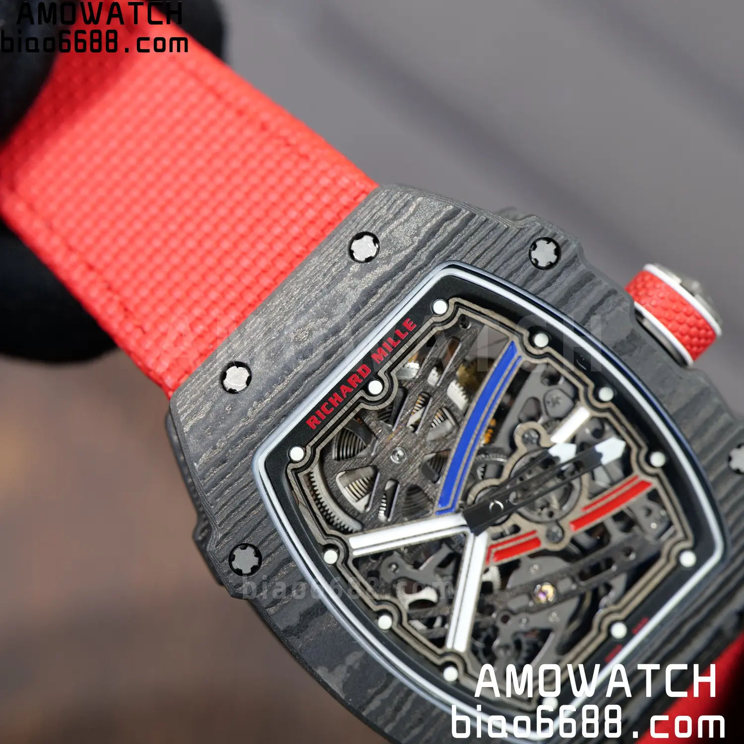 RICHARD MILLE RM67-02 Black NTPT RICH Factory 1:1 France Blue/Red/White Skeleton Dial CRMA7 Super Clone 87 6e3f9dec117d915 AMO Watch