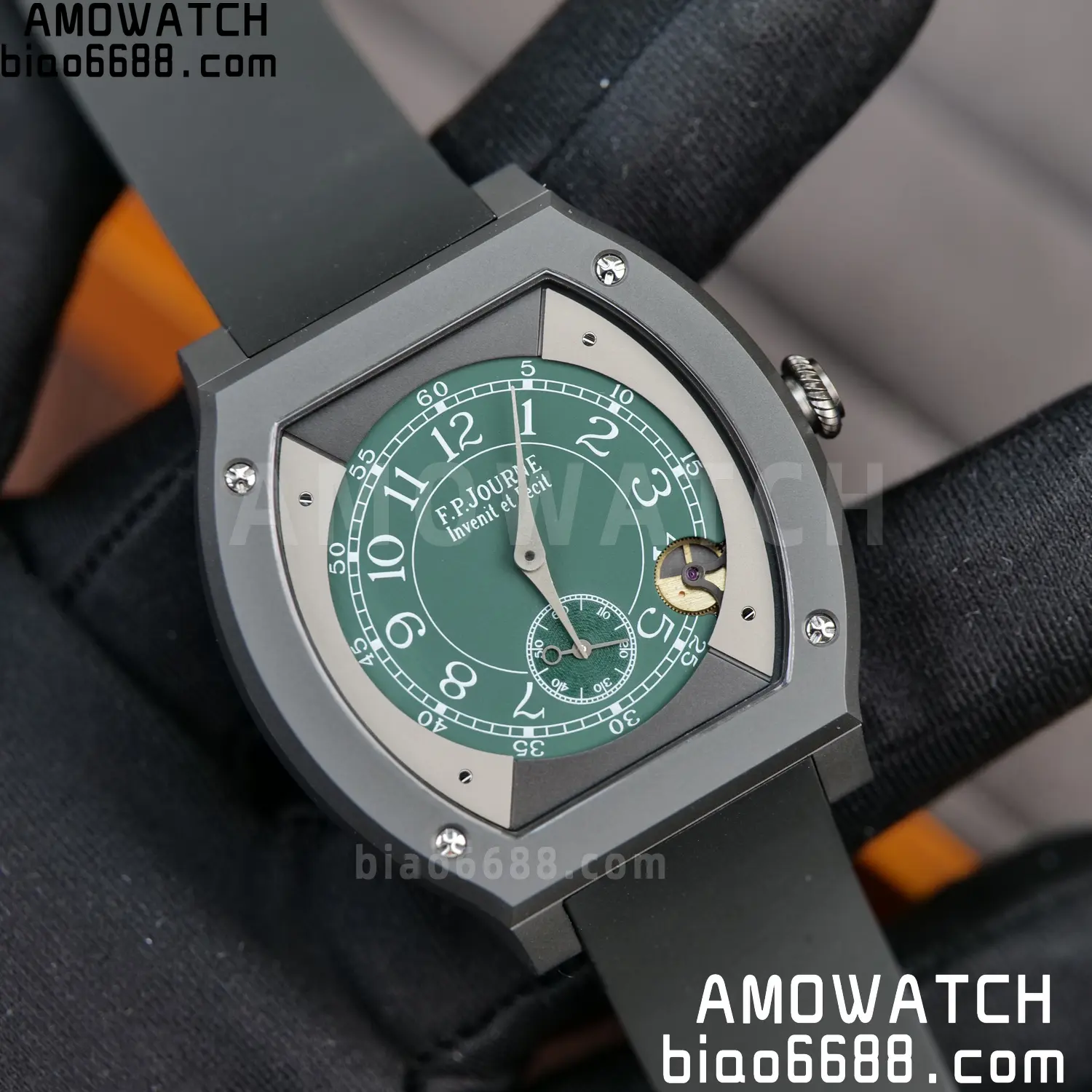 FPJ F.P.Journe Elegante PVD FJ Factory Best Edition Green Dial on Black Rubber Strap Quartz V2 93 6f02c92e034c2fa AMO Watch