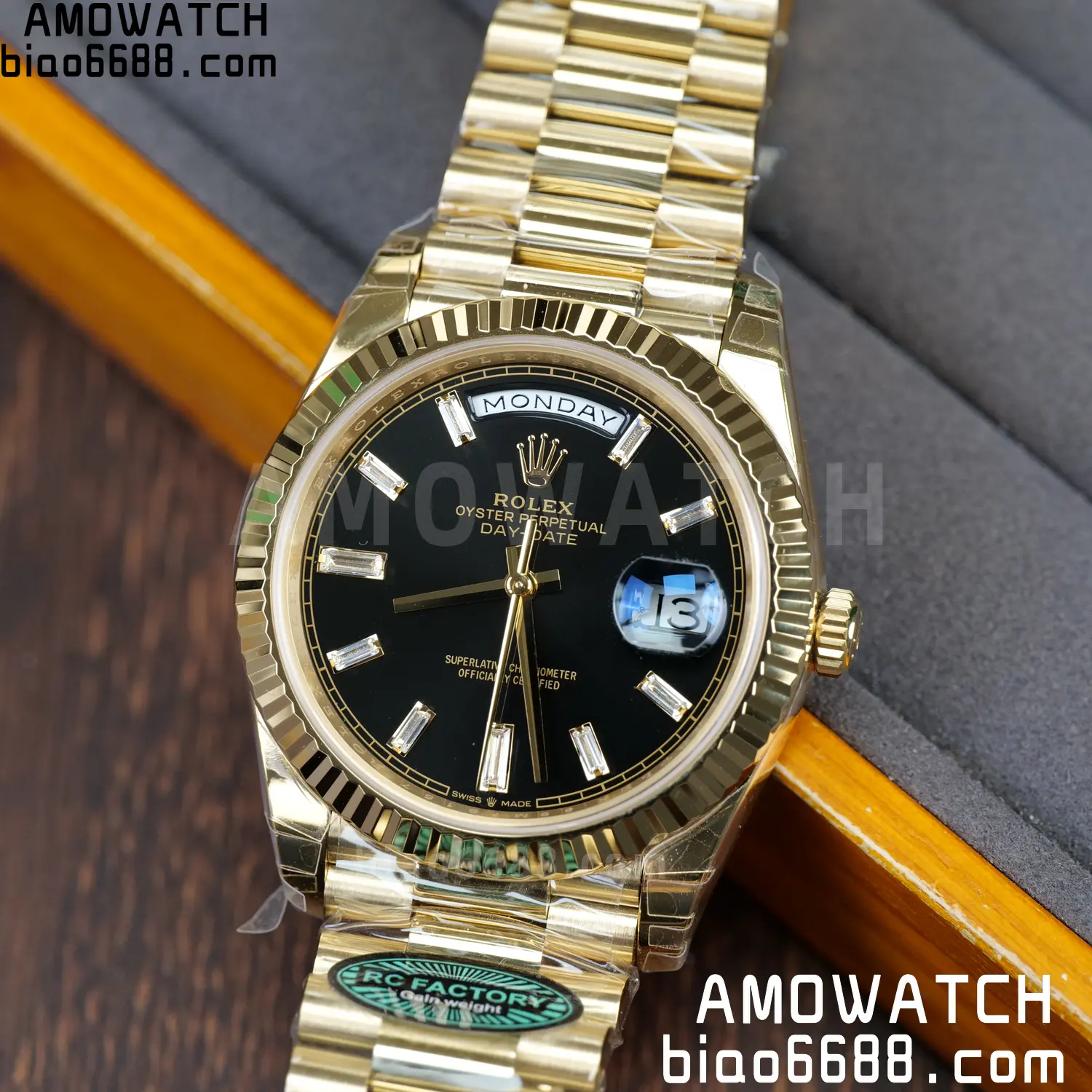Rolex Day Date 40 YG 228238 RCF 1:1 Best Edition Black Dial on President Bracelet VR3255 (210g) 83 6f6c9bc8e77fe23 AMO Watch