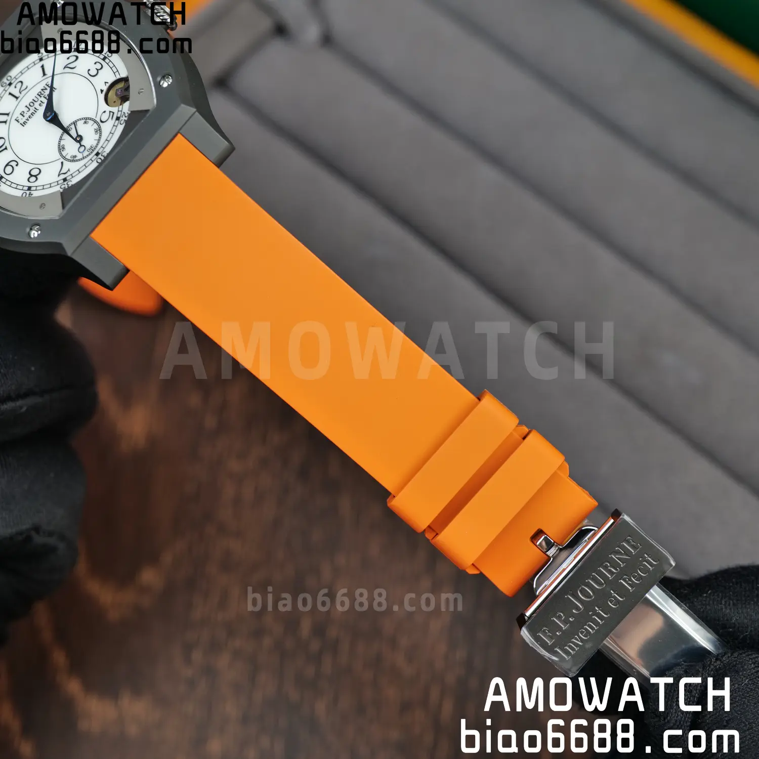 FPJ F.P.Journe Elegante PVD FJ Factory Best Edition White Dial on Orange Rubber Strap Quartz V2 79 6fec61aa616854a AMO Watch