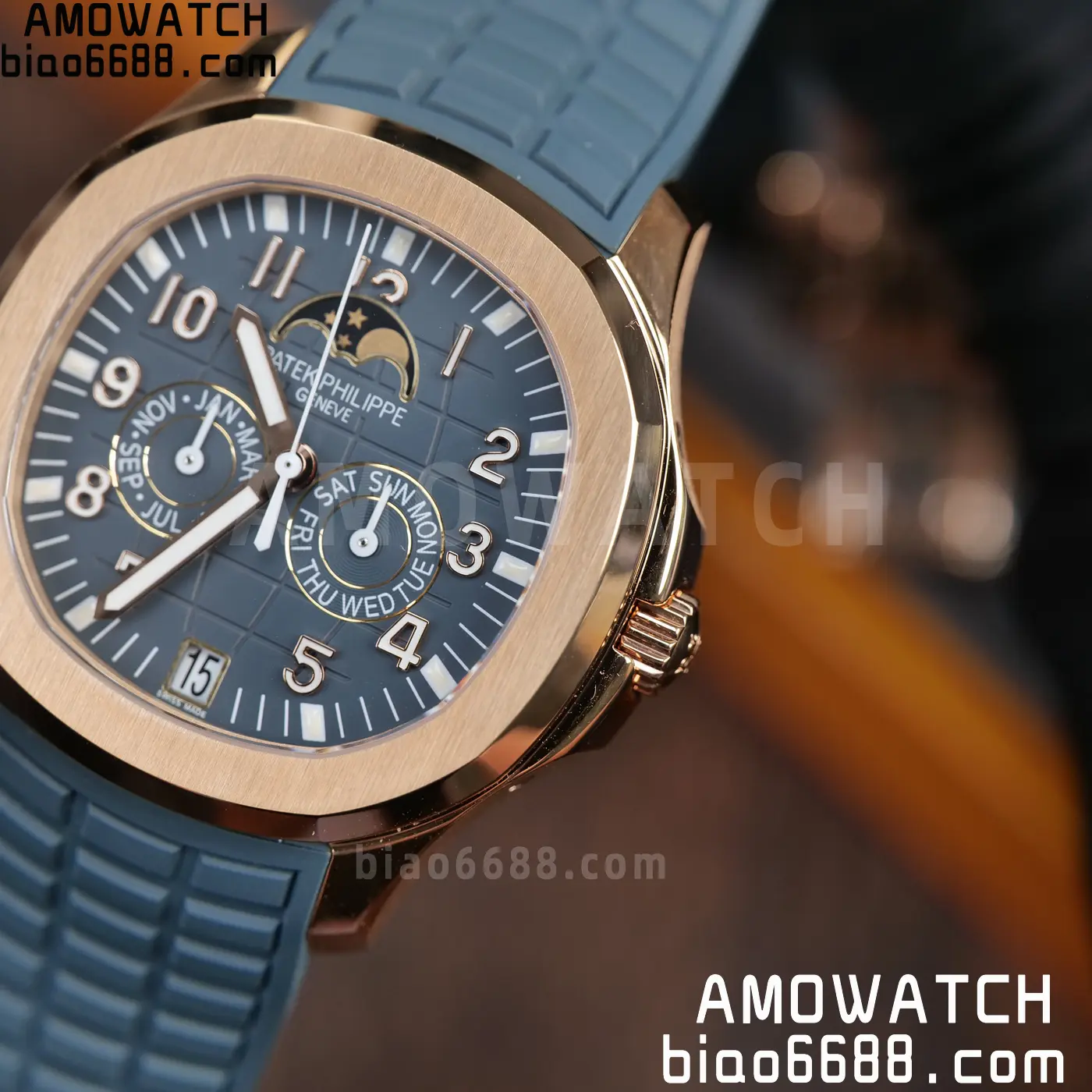 Patek Philippe Aquanaut 5261R RG APW Factory 1:1 Best Edition Dial on Blue Rubber Strap V2 92 70808f0b7c544bb AMO Watch