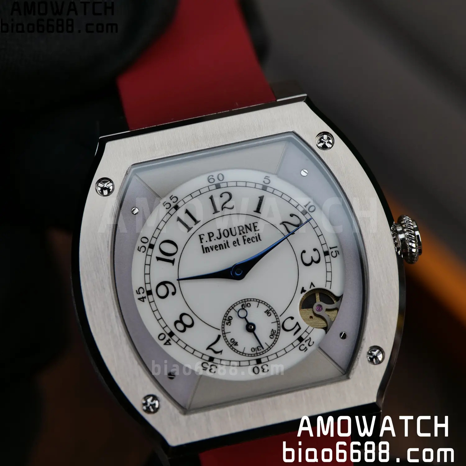 FPJ F.P.Journe Elegante FJ Factory Best Edition White Dial on Red Rubber Strap Quartz V2 102 711230295facb5c AMO Watch