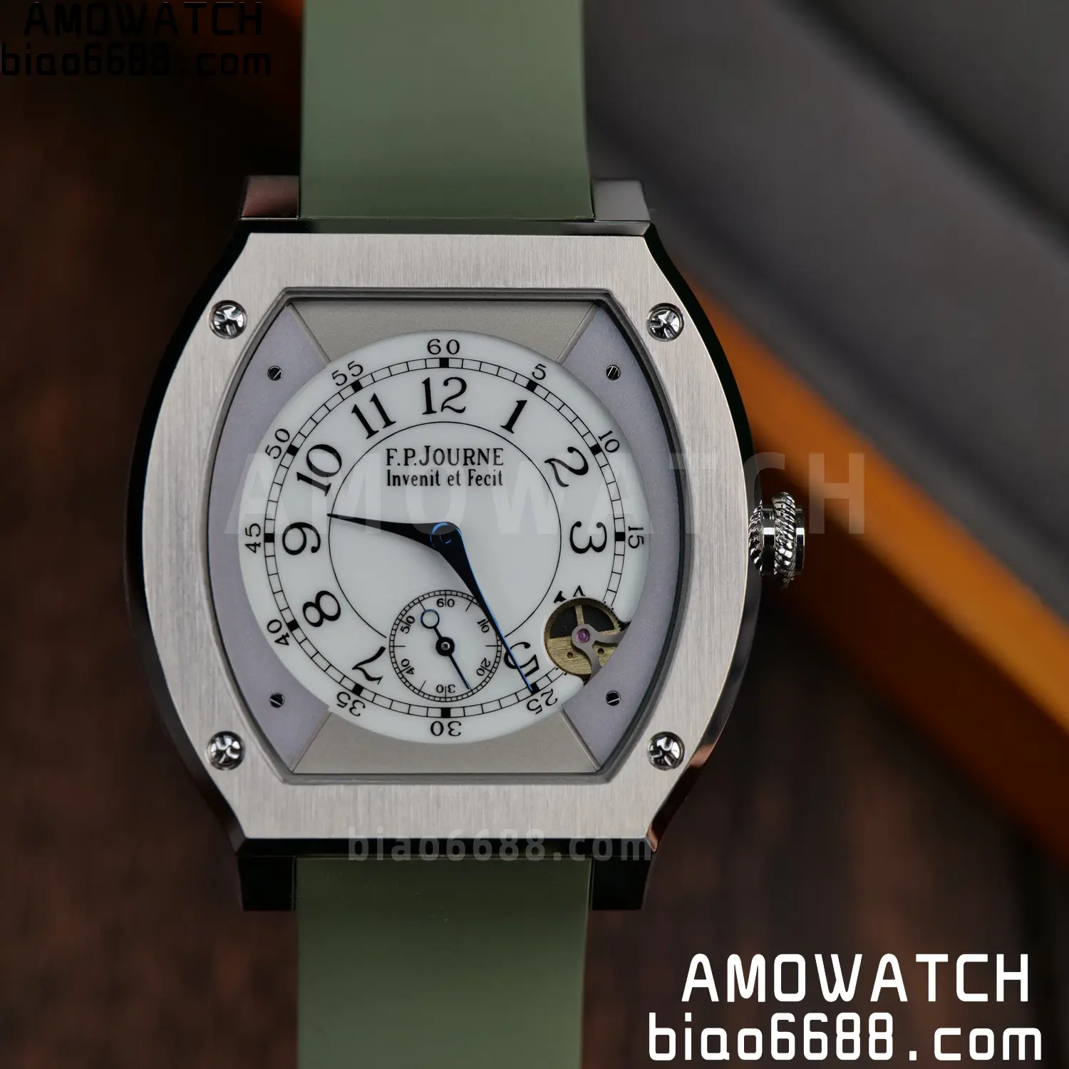 FPJ F.P.Journe Elegante FJ Factory Best Edition White Dial on Green Rubber Strap Quartz V2 88 7320234a24ee41b AMO Watch