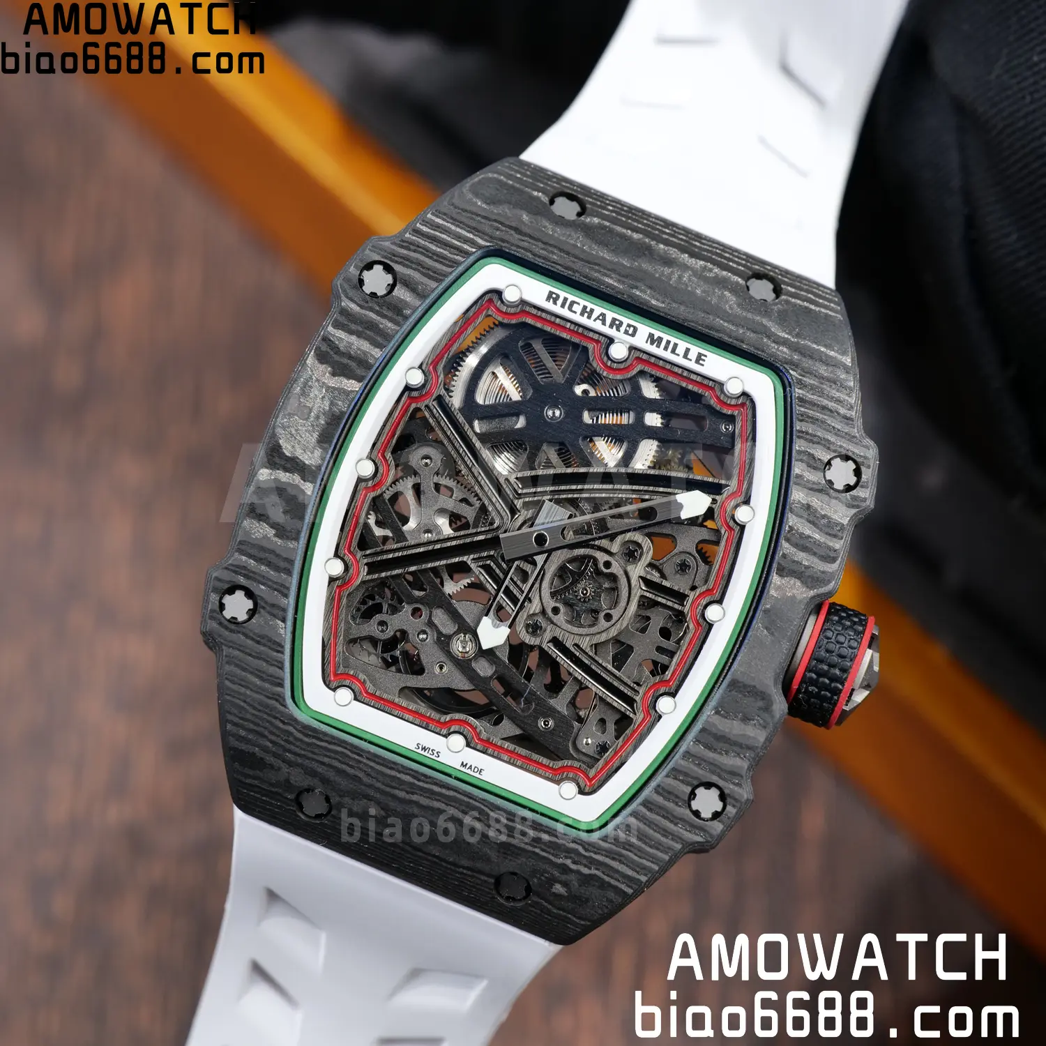 RICHARD MILLE 1:1 RM67-02 Black NTPT RICH Factory Pro 1:1 Italy Skeleton Dial White Rubber Strap CRMA7 Super Clone V2 87 73b2ab6e99768f3 AMO Watch