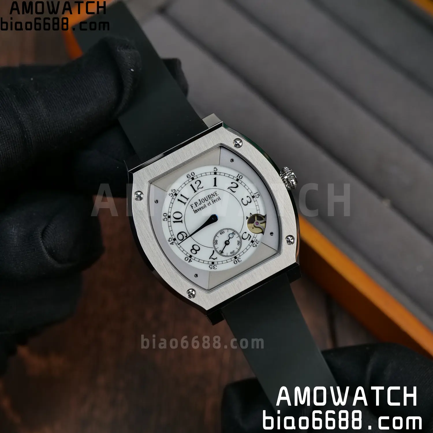 FPJ F.P.Journe Elegante FJ Factory Best Edition White Dial on Black Rubber Strap Quartz V2 82 741dc68a42a3e92 AMO Watch