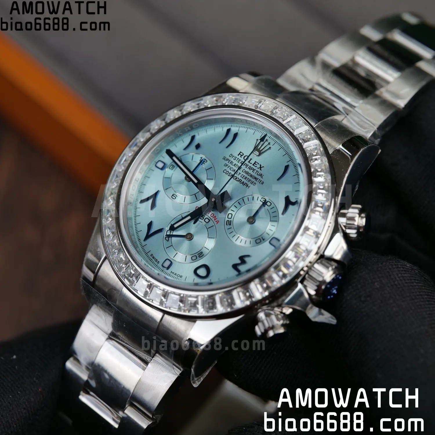 Rolex Daytona 116506 PPM Factory Best Edition Ice Blue Dial Crystal Markers on SS Bracelet 4130 90 76fabf63d5aec87 AMO Watch