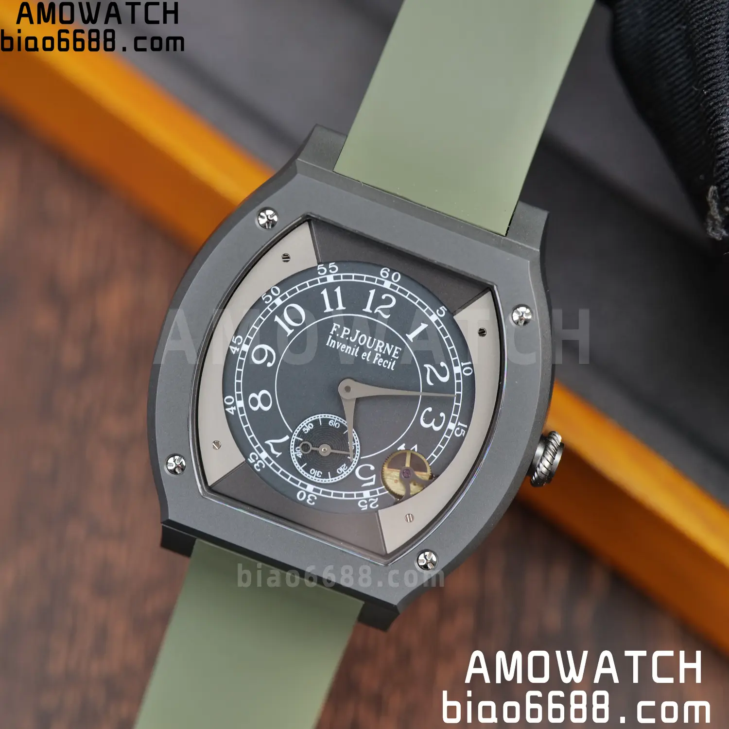 FPJ F.P.Journe Elegante PVD FJ Factory Best Edition Black Dial on Green Rubber Strap Quartz V2 101 773589efa42c620 AMO Watch