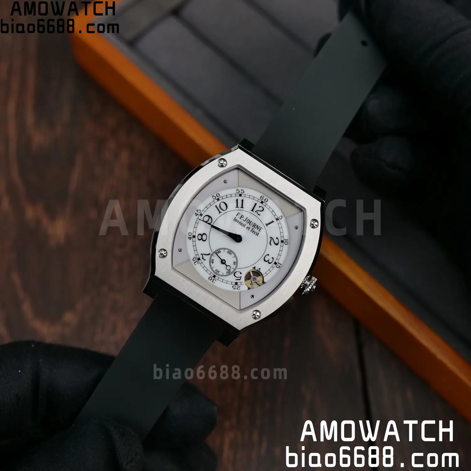FPJ F.P.Journe Elegante FJ Factory Best Edition White Dial on Black Rubber Strap Quartz V2 83 77b49891cfebee5 AMO Watch