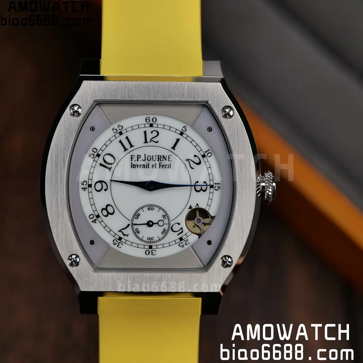 FPJ F.P.Journe Elegante FJ Factory Best Edition White Dial on Yellow Rubber Strap Quartz V2 83 782f075e476ff4e AMO Watch