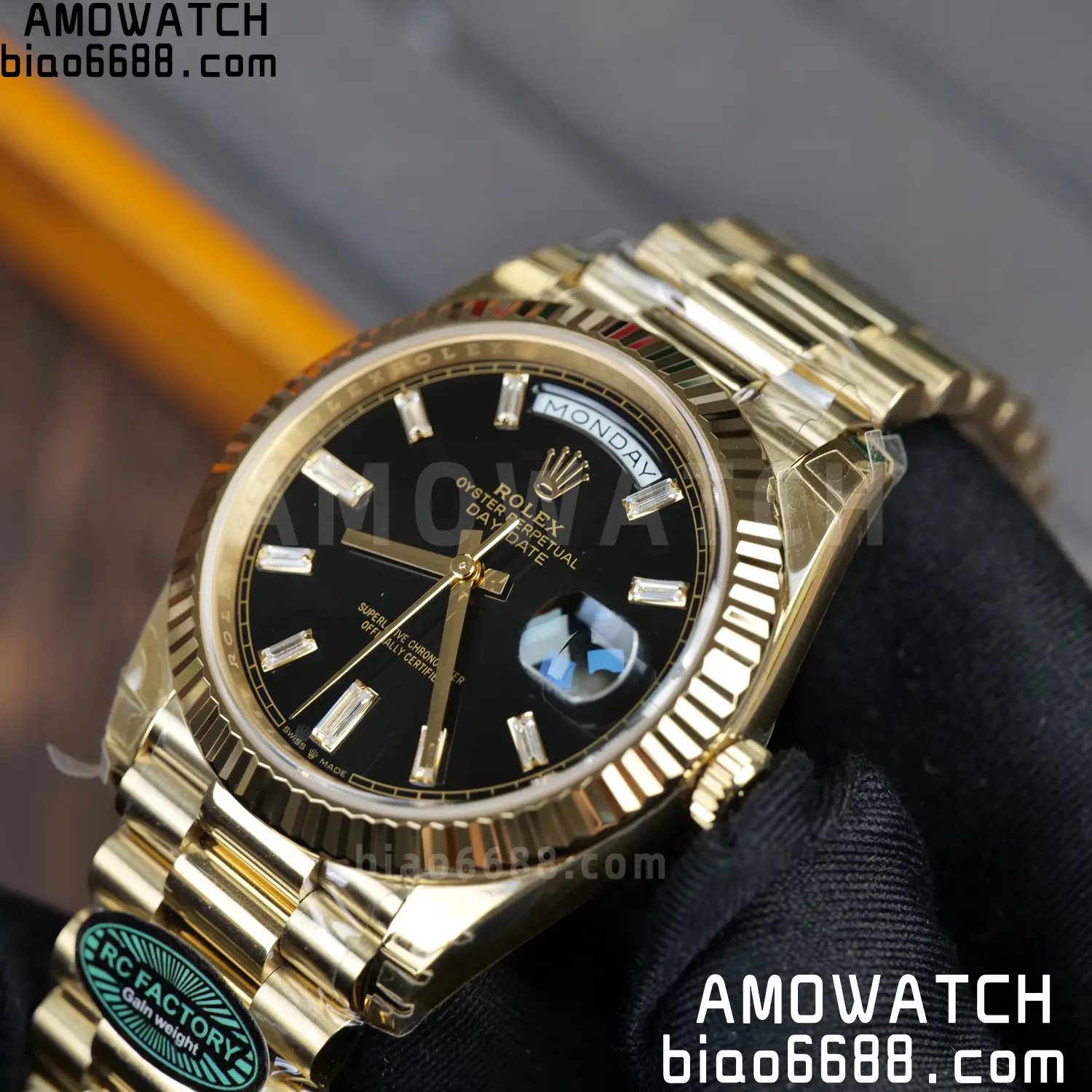 Rolex Day Date 40 YG 228238 RCF 1:1 Best Edition Black Dial on President Bracelet VR3255 (210g) 70 7887a681212da5a AMO Watch