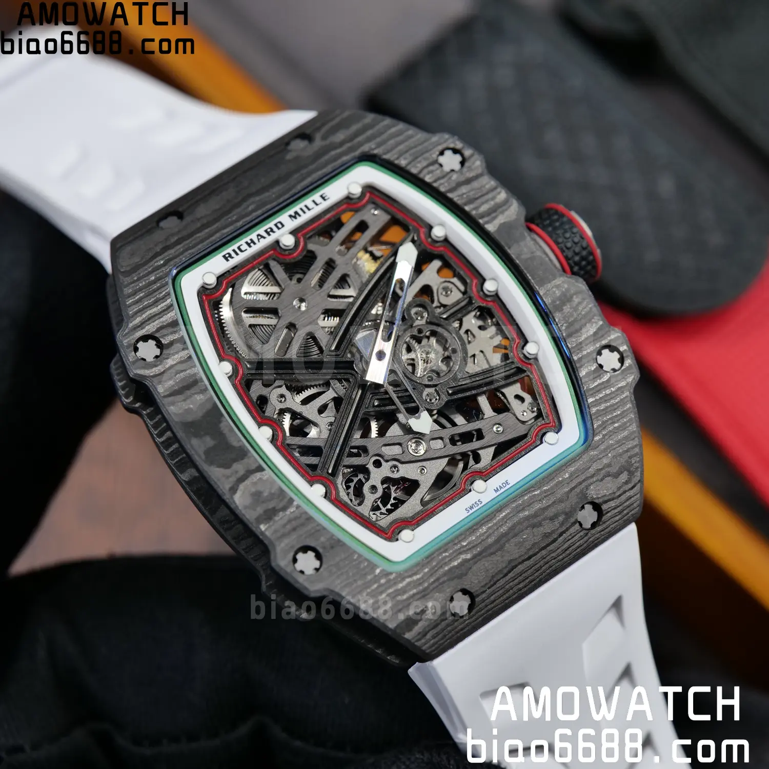 RICHARD MILLE 1:1 RM67-02 Black NTPT RICH Factory Pro 1:1 Italy Skeleton Dial White Rubber Strap CRMA7 Super Clone V2 85 792cf7af6ccf387 AMO Watch