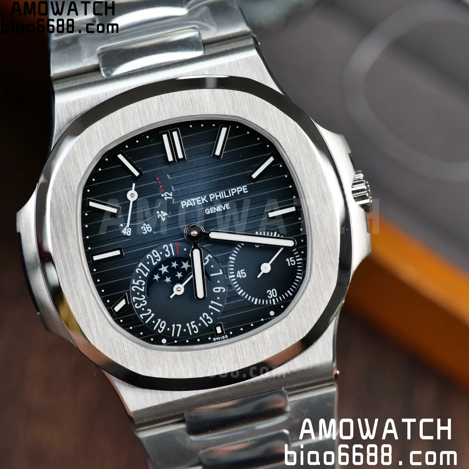 Custom Made Patek Philippe Nautilus 5712 SS UMI 151 794758ae9039633 AMO Watch