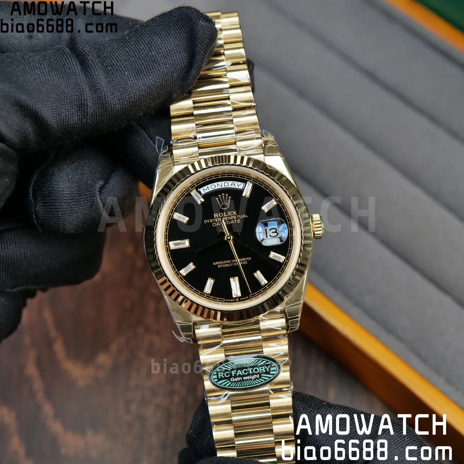 Rolex Day Date 40 YG 228238 RCF 1:1 Best Edition Black Dial on President Bracelet VR3255 (210g) 60 796db173d91814a AMO Watch