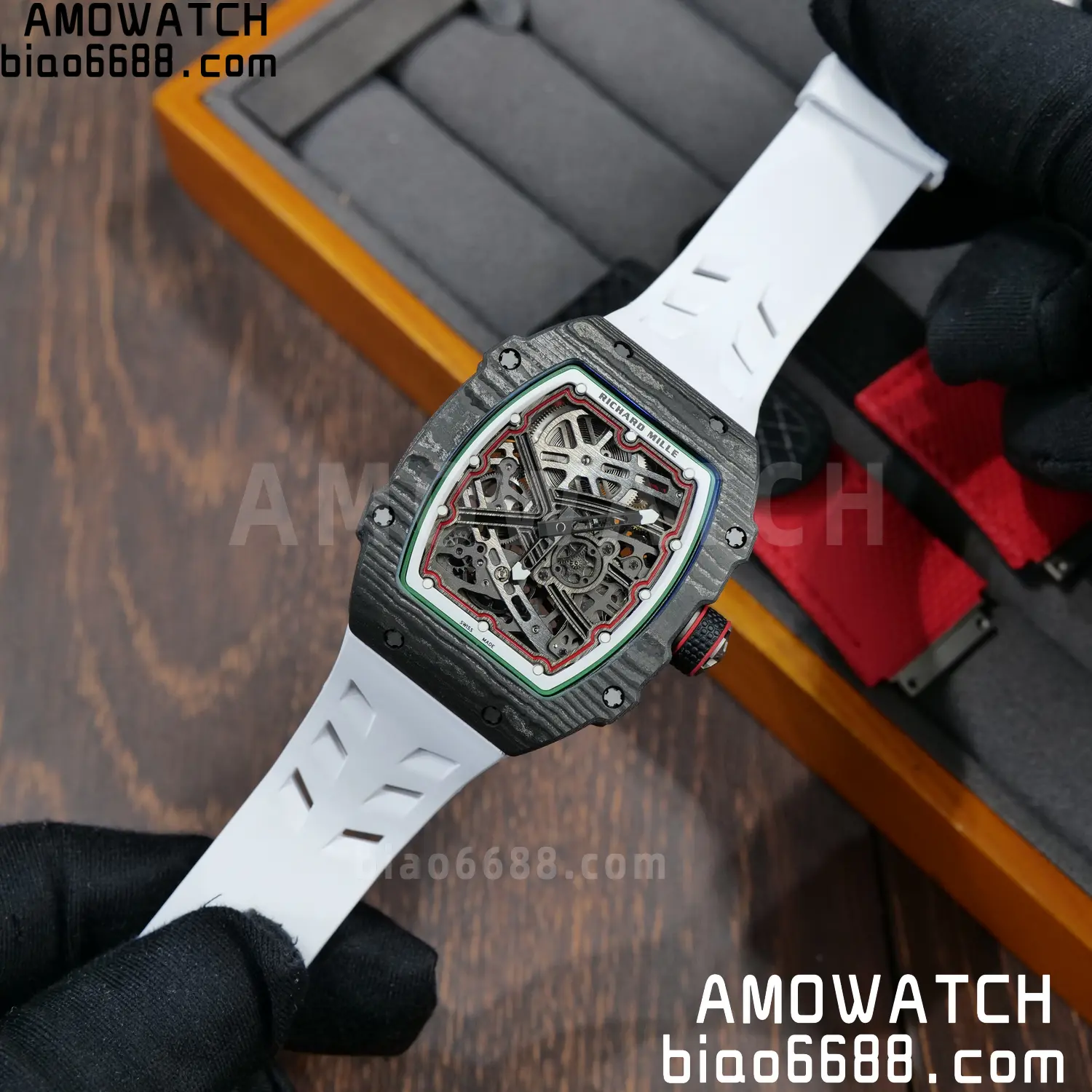 RICHARD MILLE 1:1 RM67-02 Black NTPT RICH Factory Pro 1:1 Italy Skeleton Dial White Rubber Strap CRMA7 Super Clone V2 75 79754252242df2e AMO Watch