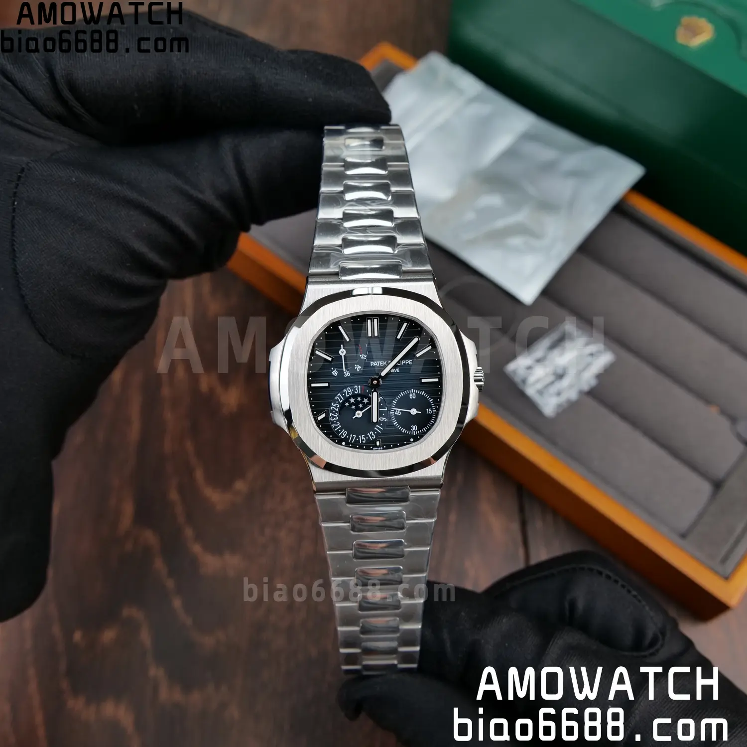 Custom Made Patek Philippe Nautilus 5712 SS UMI 114 7af7d3e901ca97a AMO Watch