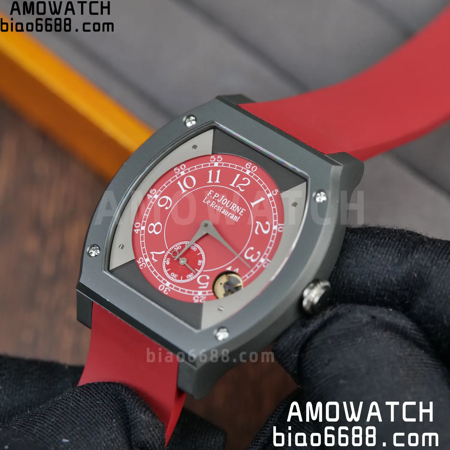 FPJ F.P.Journe Elegante PVD FJ Factory Best Edition Red Dial on RedRubber Strap Quartz V2 102 7ba1080bd4892c0 AMO Watch
