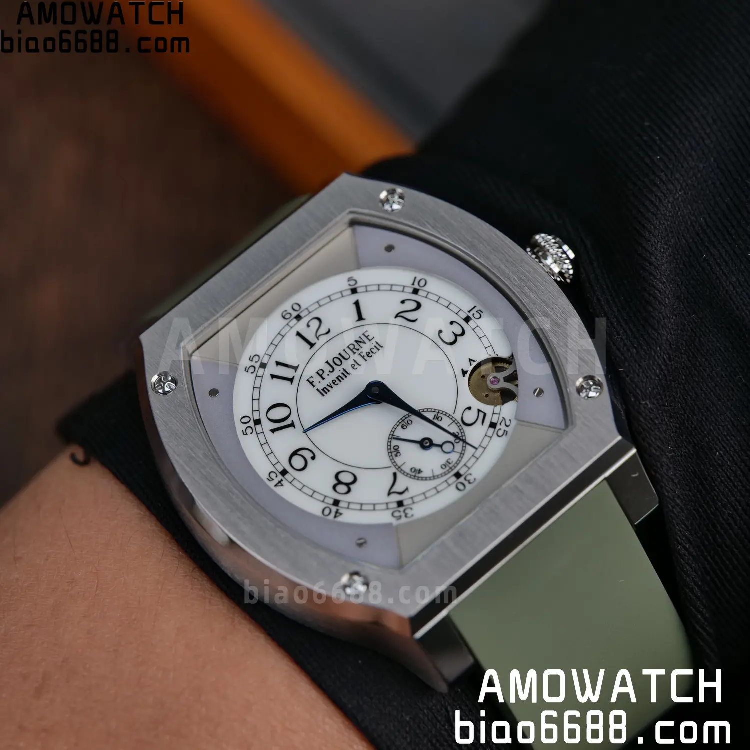 FPJ F.P.Journe Elegante FJ Factory Best Edition White Dial on Green Rubber Strap Quartz V2 112 7c0d28b913f1dd7 AMO Watch