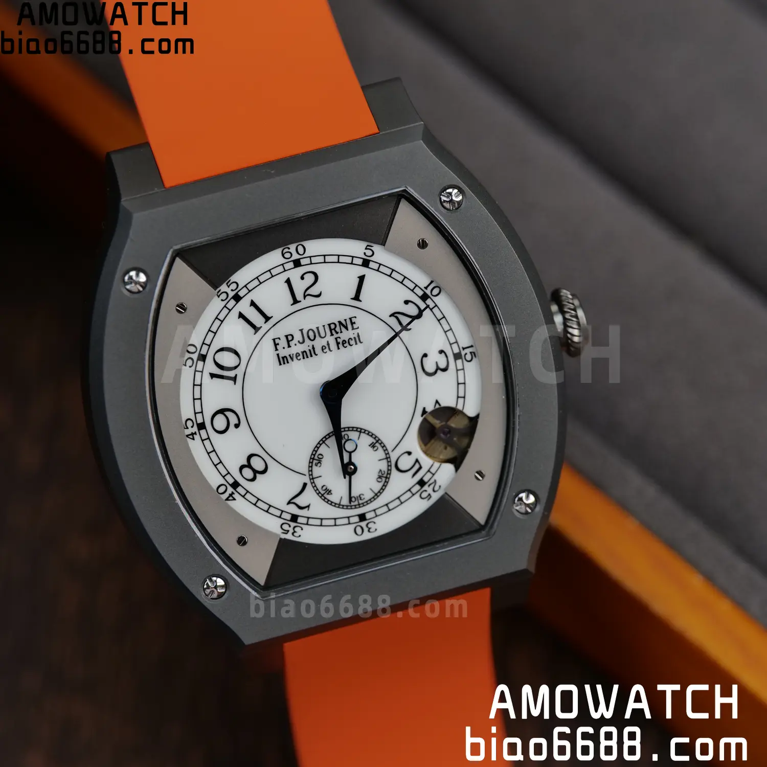 FPJ F.P.Journe Elegante PVD FJ Factory Best Edition White Dial on Orange Rubber Strap Quartz V2 107 7c271608d9934bc AMO Watch