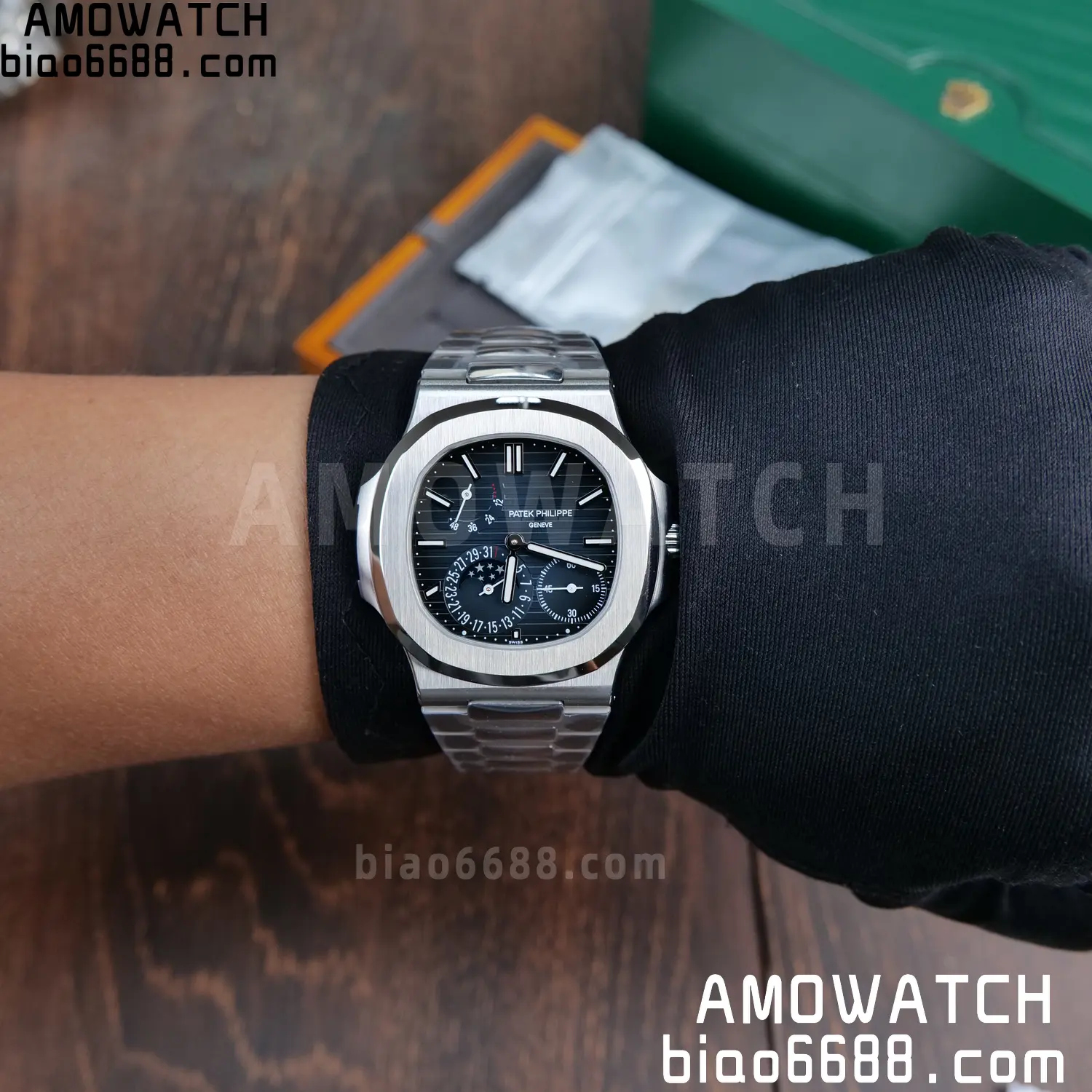 Custom Made Patek Philippe Nautilus 5712 SS UMI 157 7c5ce75d10e575a AMO Watch