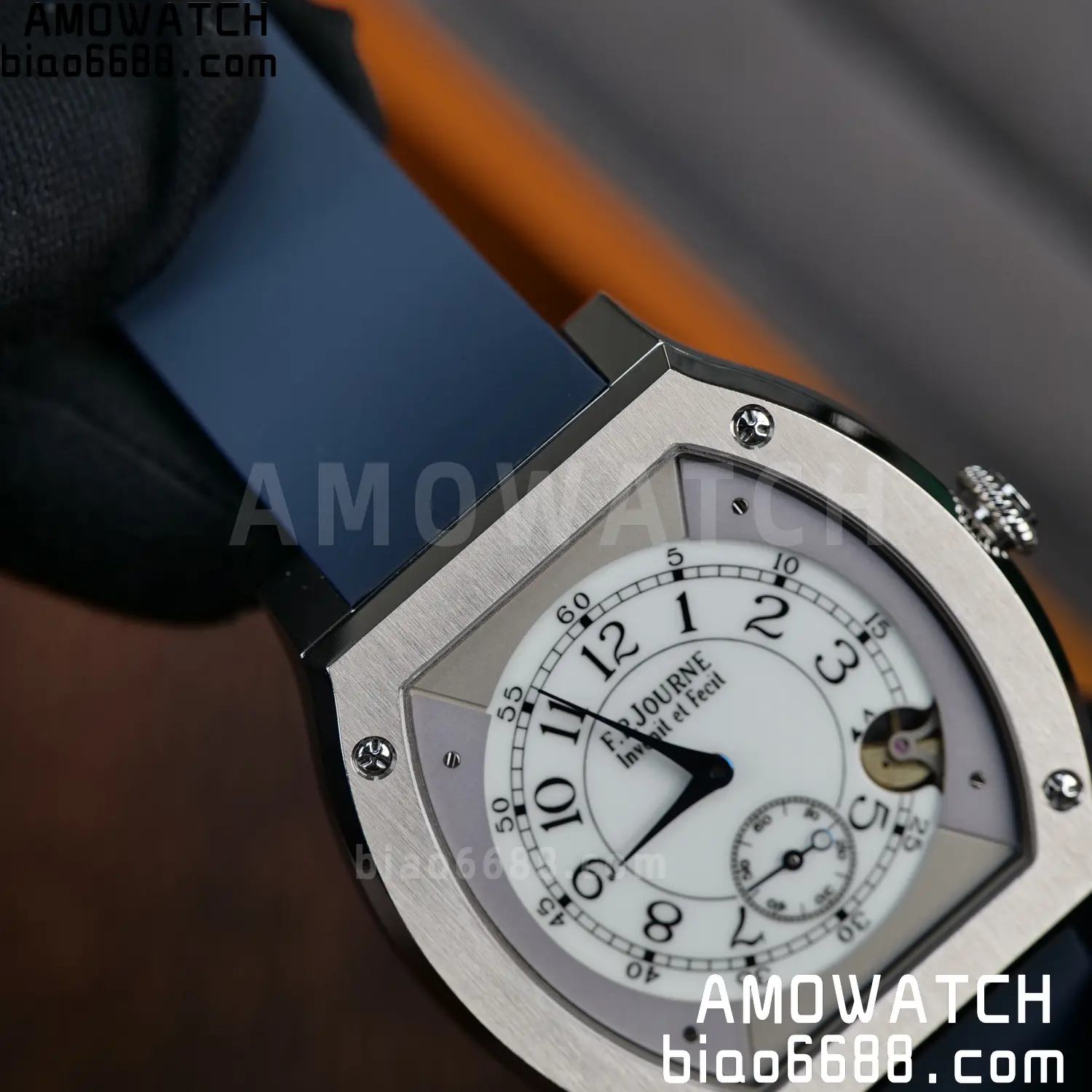 FPJ F.P.Journe Elegante FJ Factory Best Edition White Dial on Blue Rubber Strap Quartz V2 98 7e0a186e15b5967 AMO Watch