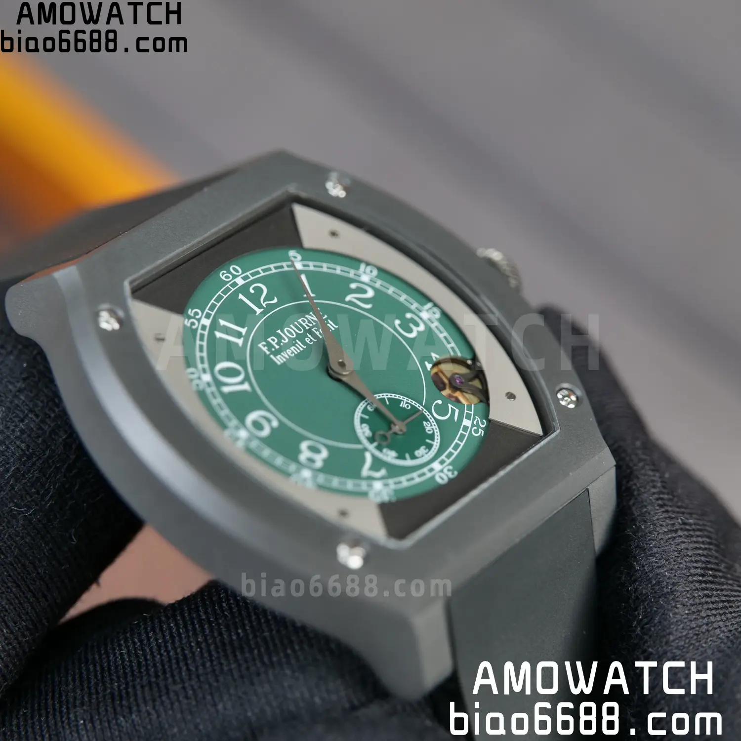 FPJ F.P.Journe Elegante PVD FJ Factory Best Edition Green Dial on Black Rubber Strap Quartz V2 92 7f4f713b644d9a7 AMO Watch