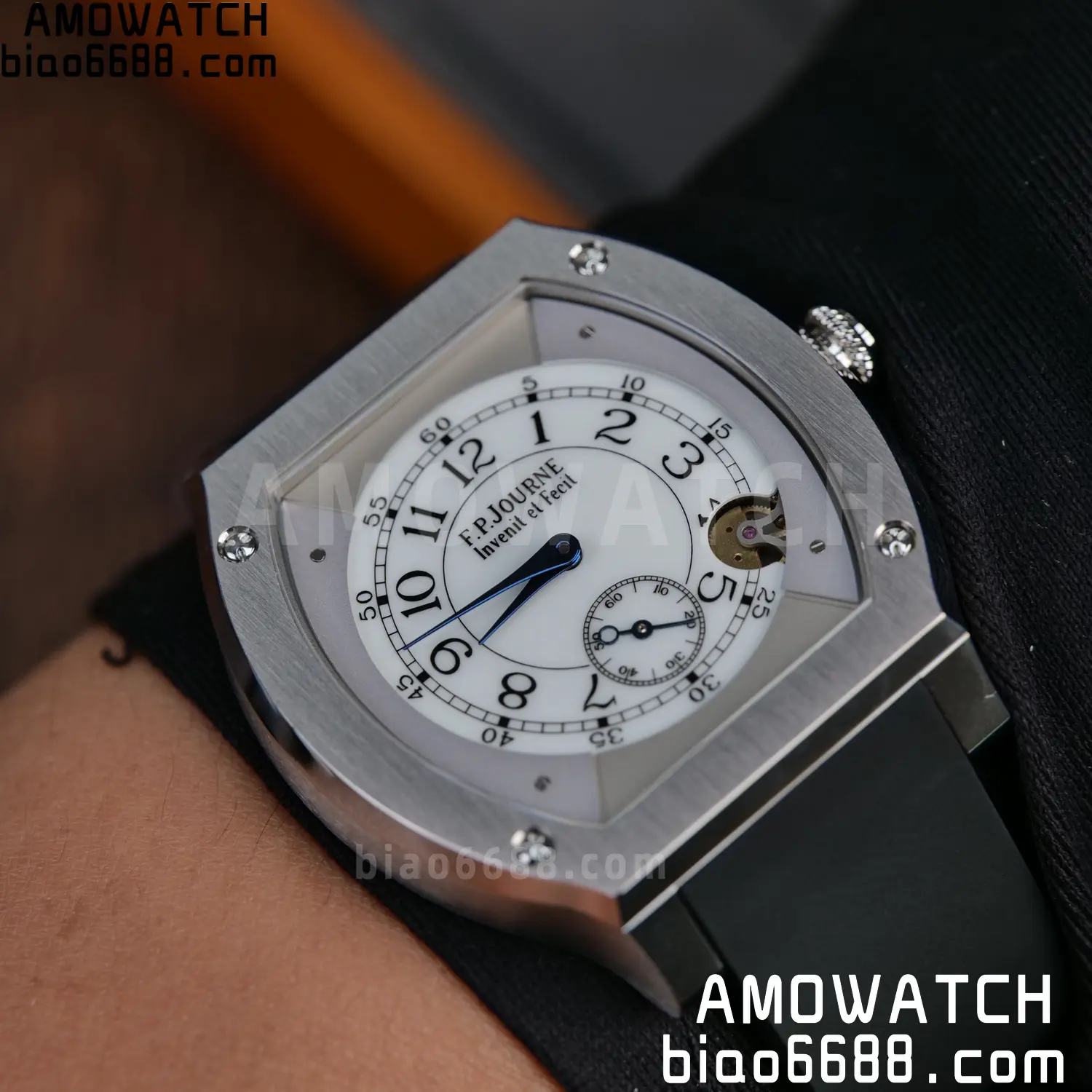 FPJ F.P.Journe Elegante FJ Factory Best Edition White Dial on Black Rubber Strap Quartz V2 112 7f76bb7eaa15b3e AMO Watch