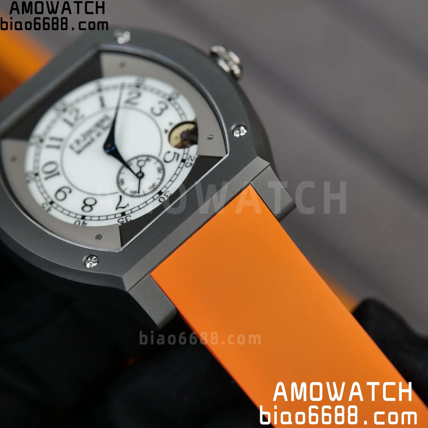 FPJ F.P.Journe Elegante PVD FJ Factory Best Edition White Dial on Orange Rubber Strap Quartz V2 85 7fb6bd6677a5890 AMO Watch