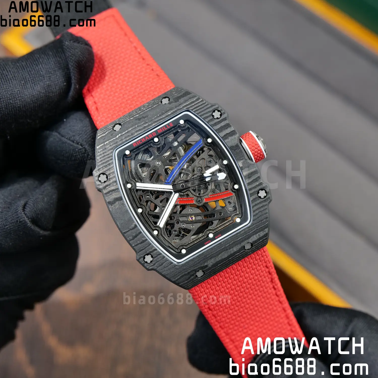 RICHARD MILLE RM67-02 Black NTPT RICH Factory 1:1 France Blue/Red/White Skeleton Dial CRMA7 Super Clone 75 800c4da6289e409 AMO Watch
