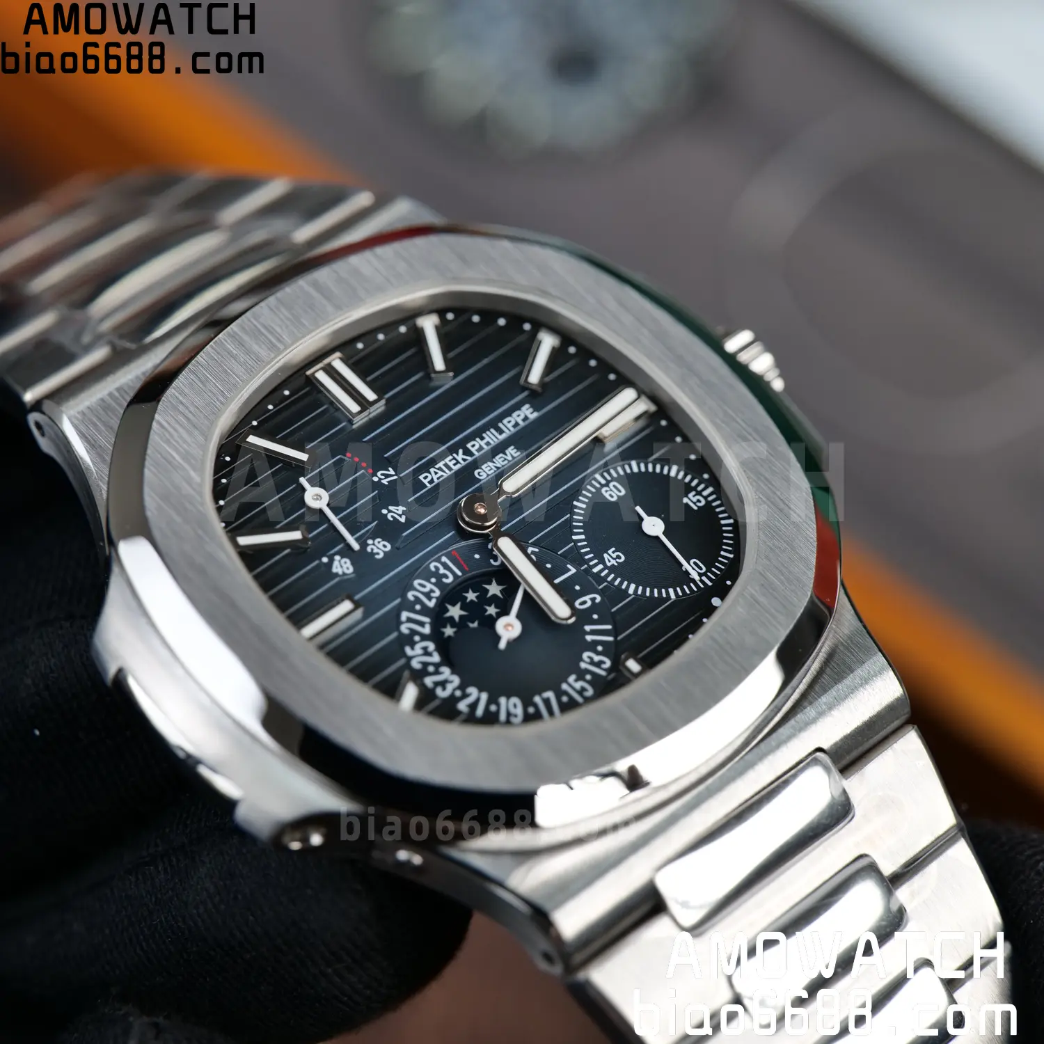Custom Made Patek Philippe Nautilus 5712 SS UMI 134 802873deb8feec3 AMO Watch