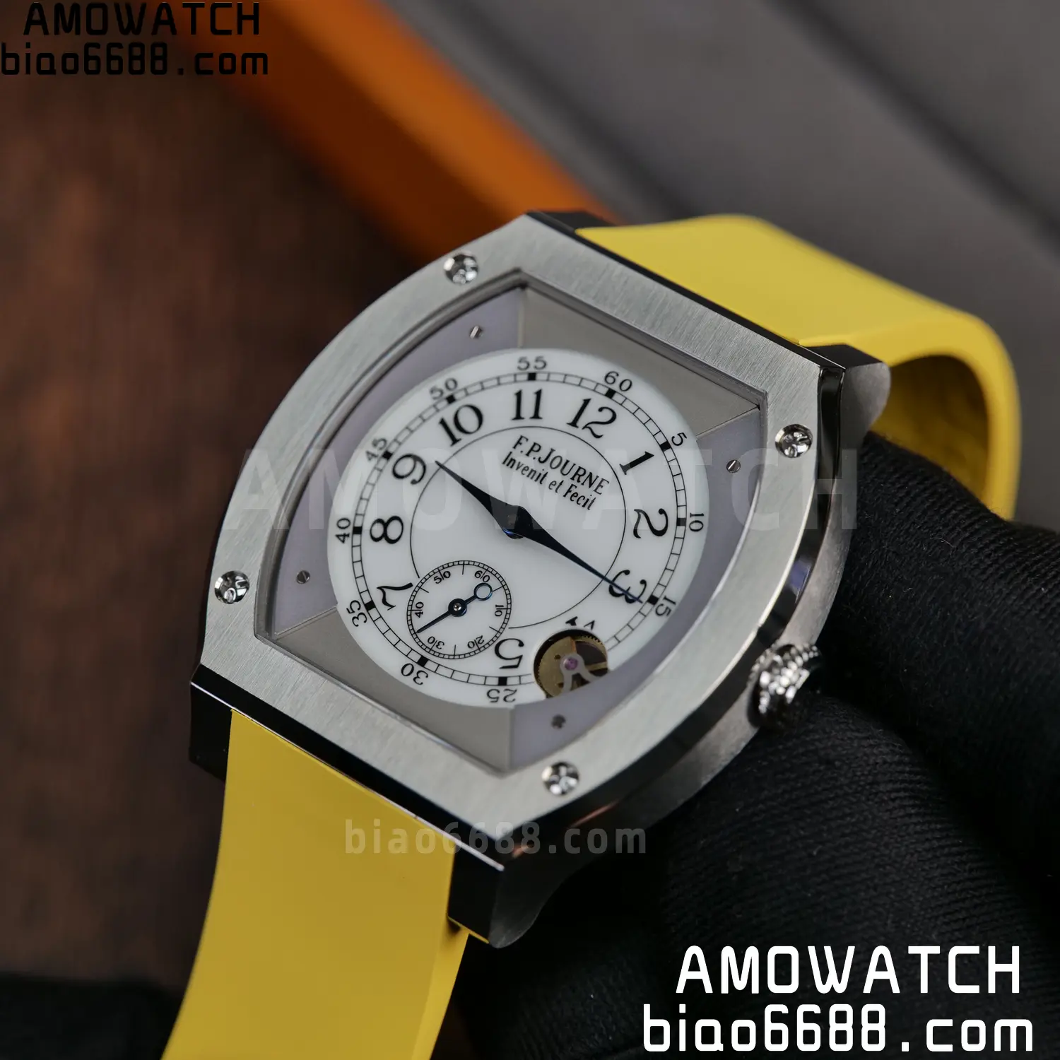 FPJ F.P.Journe Elegante FJ Factory Best Edition White Dial on Yellow Rubber Strap Quartz V2 92 8180cd78e0b3185 AMO Watch