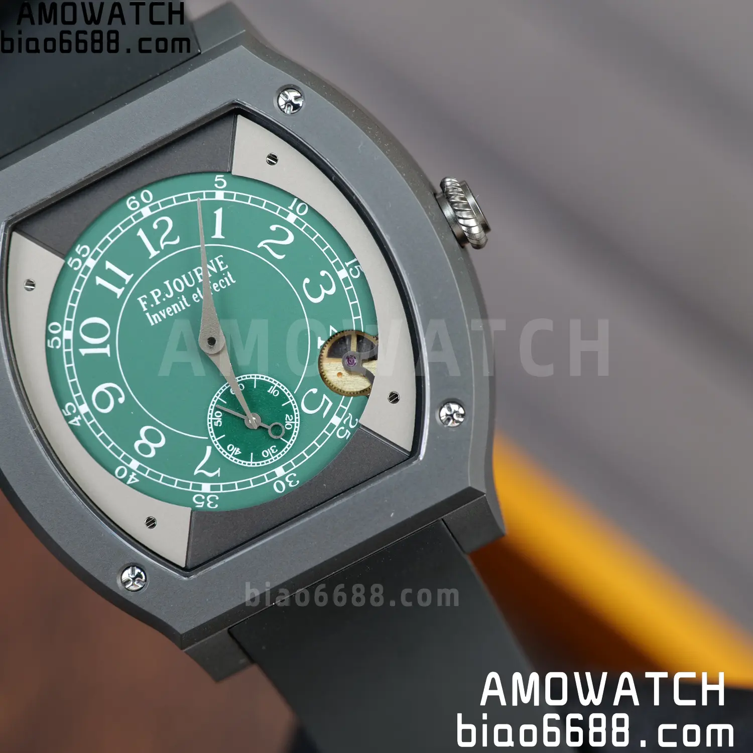 FPJ F.P.Journe Elegante PVD FJ Factory Best Edition Green Dial on Black Rubber Strap Quartz V2 88 844ce672e70a612 AMO Watch