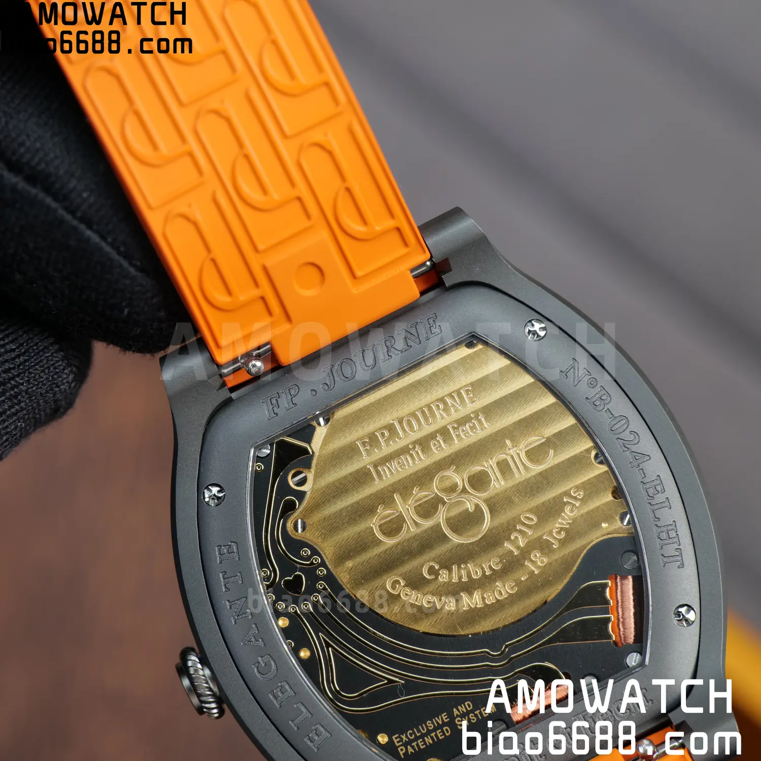 FPJ F.P.Journe Elegante PVD FJ Factory Best Edition White Dial on Orange Rubber Strap Quartz V2 102 84b16d4952a83ee AMO Watch