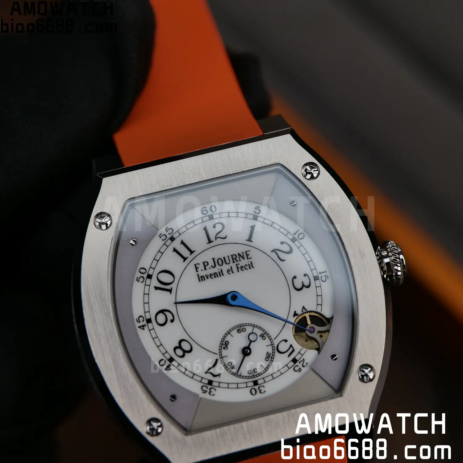 FPJ F.P.Journe Elegante FJ Factory Best Edition White Dial on Orange Rubber Strap Quartz V2 101 857daec2151fc53 AMO Watch