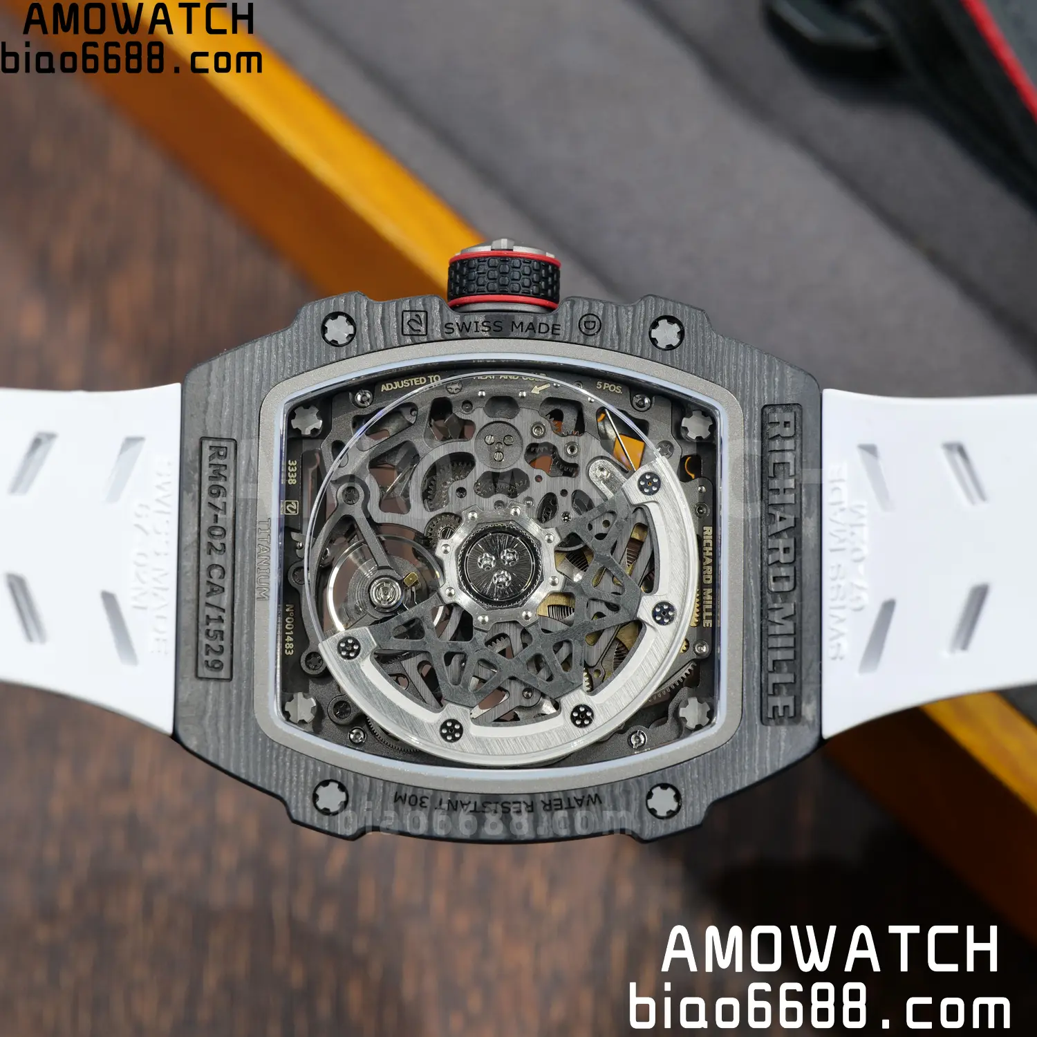 RICHARD MILLE 1:1 RM67-02 Black NTPT RICH Factory Pro 1:1 Italy Skeleton Dial White Rubber Strap CRMA7 Super Clone V2 95 85ae0b034088b38 AMO Watch