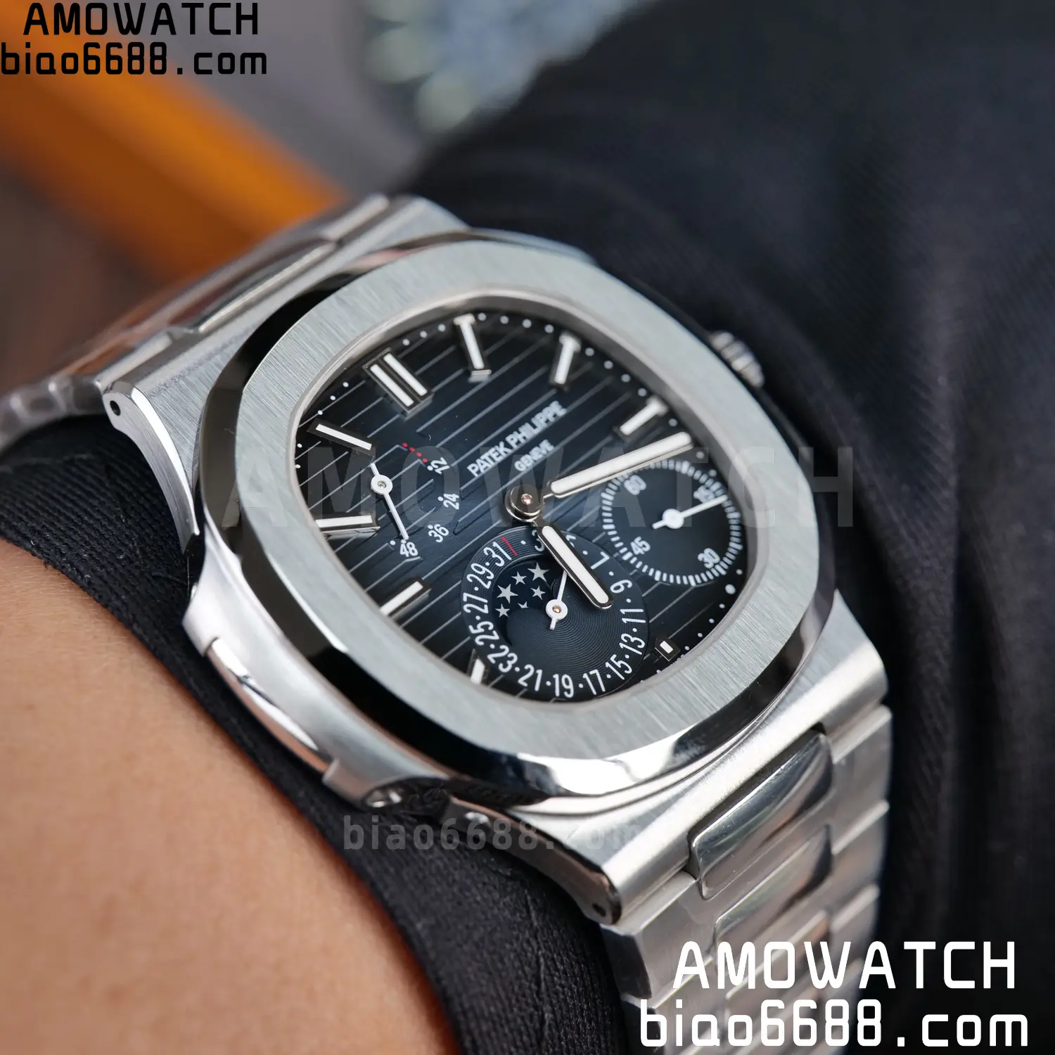 Custom Made Patek Philippe Nautilus 5712 SS UMI 153 863af1f5bb2718d AMO Watch