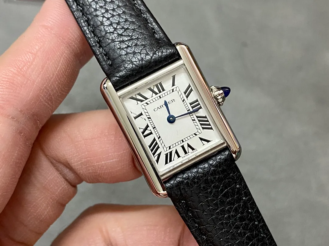 Cartier Tank Must Small SS 22mm F1 Factory 1:1 Best Edition White Dial on Black Leather Strap Swiss Quartz 20 86b1bec53c0dfc6 AMO Watch