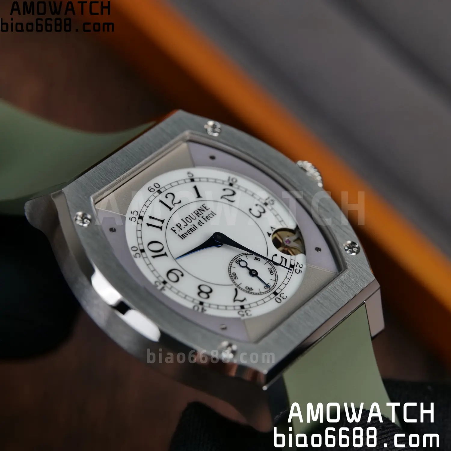 FPJ F.P.Journe Elegante FJ Factory Best Edition White Dial on Green Rubber Strap Quartz V2 101 874530161508cb3 AMO Watch