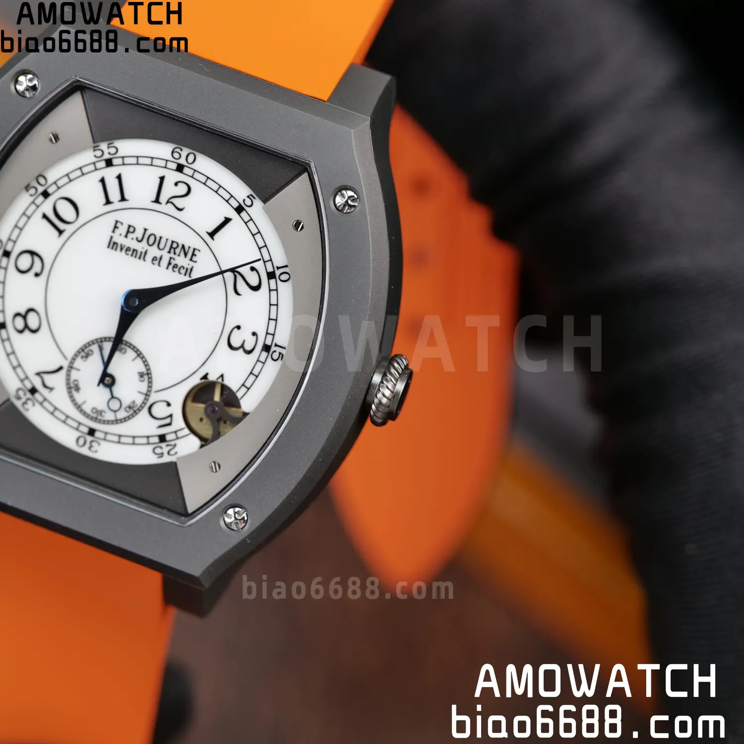 FPJ F.P.Journe Elegante PVD FJ Factory Best Edition White Dial on Orange Rubber Strap Quartz V2 89 87663c24ff4d7de AMO Watch