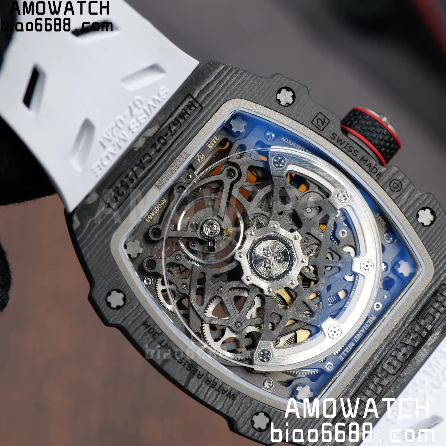 RICHARD MILLE 1:1 RM67-02 Black NTPT RICH Factory Pro 1:1 Italy Skeleton Dial White Rubber Strap CRMA7 Super Clone V2 96 8835dcaefc43ef8 AMO Watch