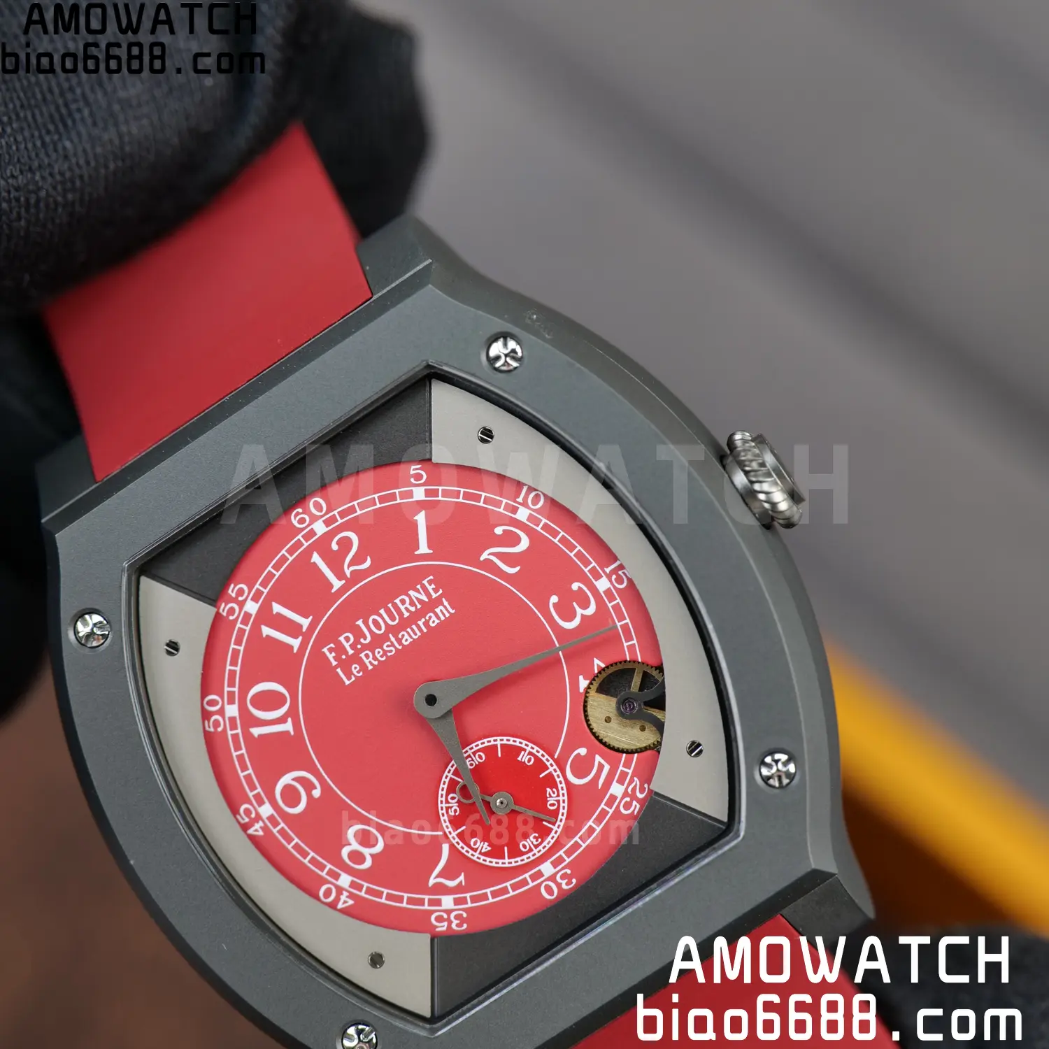 FPJ F.P.Journe Elegante PVD FJ Factory Best Edition Red Dial on RedRubber Strap Quartz V2 104 8841a75a557bc6e AMO Watch