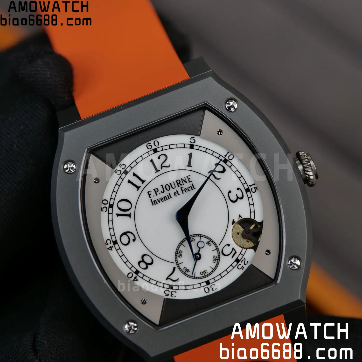 FPJ F.P.Journe Elegante PVD FJ Factory Best Edition White Dial on Orange Rubber Strap Quartz V2 97 893b37e8c954d3b AMO Watch