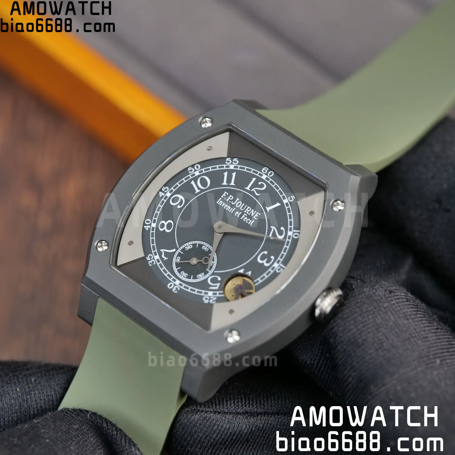 FPJ F.P.Journe Elegante PVD FJ Factory Best Edition Black Dial on Green Rubber Strap Quartz V2 93 8ad7d77ceb22cd9 AMO Watch