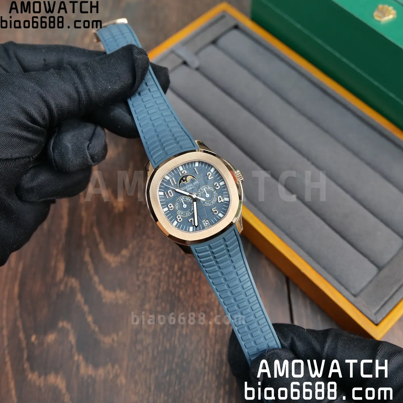 Patek Philippe Aquanaut 5261R RG APW Factory 1:1 Best Edition Dial on Blue Rubber Strap V2 79 8afb4ee9a616bf6 AMO Watch