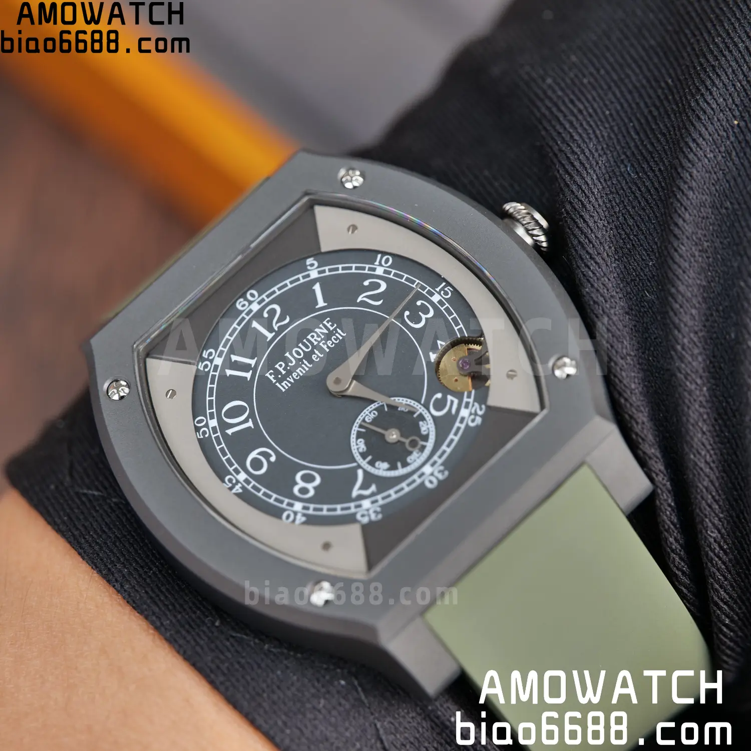 FPJ F.P.Journe Elegante PVD FJ Factory Best Edition Black Dial on Green Rubber Strap Quartz V2 112 8b843c09b4011ef AMO Watch