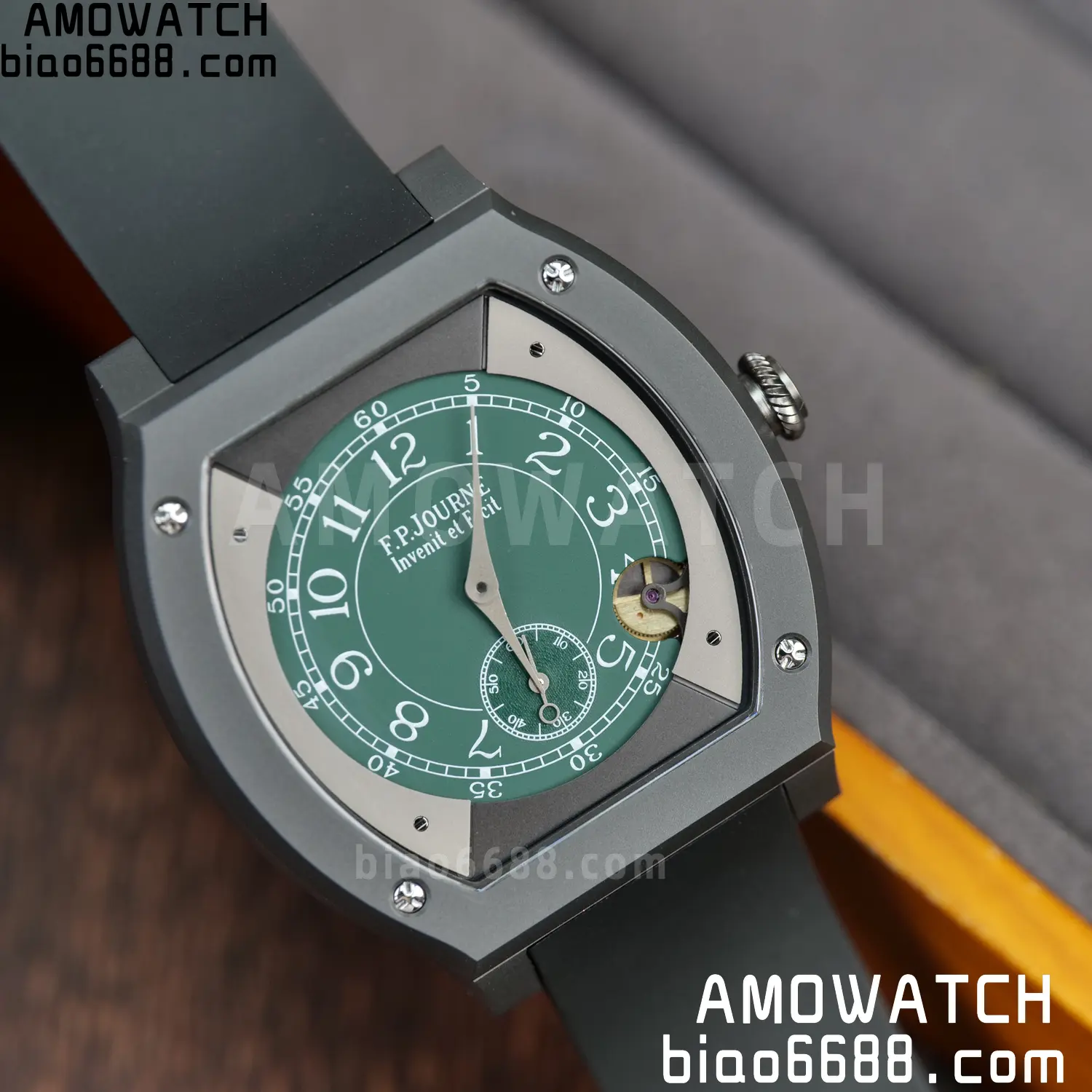 FPJ F.P.Journe Elegante PVD FJ Factory Best Edition Green Dial on Black Rubber Strap Quartz V2 101 8cc7189ea6bdae3 AMO Watch