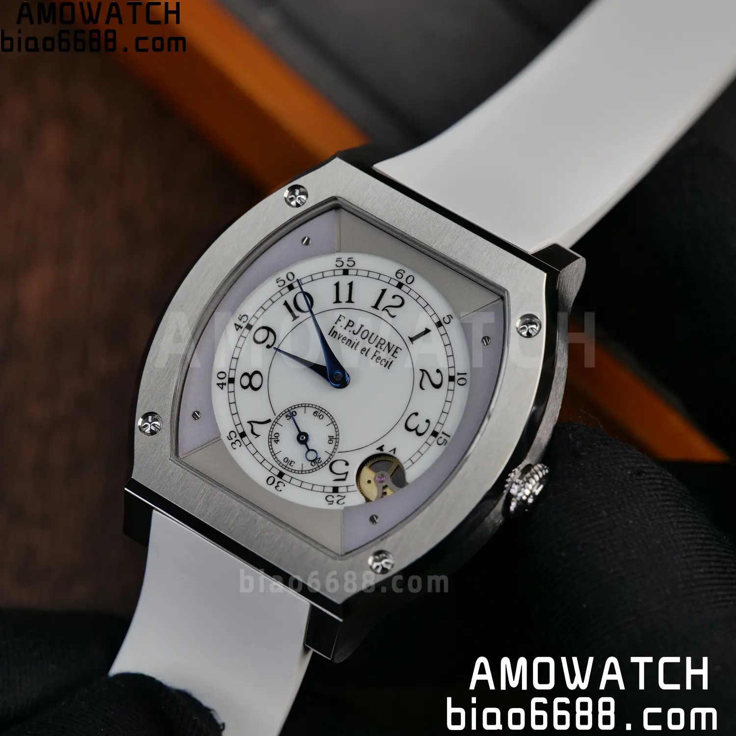 FPJ F.P.Journe Elegante FJ Factory Best Edition White Dial on White Rubber Strap Quartz V2 94 8d34125cef1bae0 AMO Watch